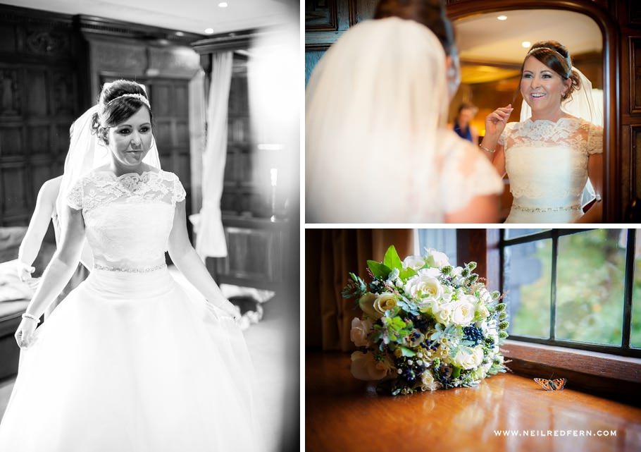 Bride putting on wedding dress 03 Bride putting on wedding dress 03