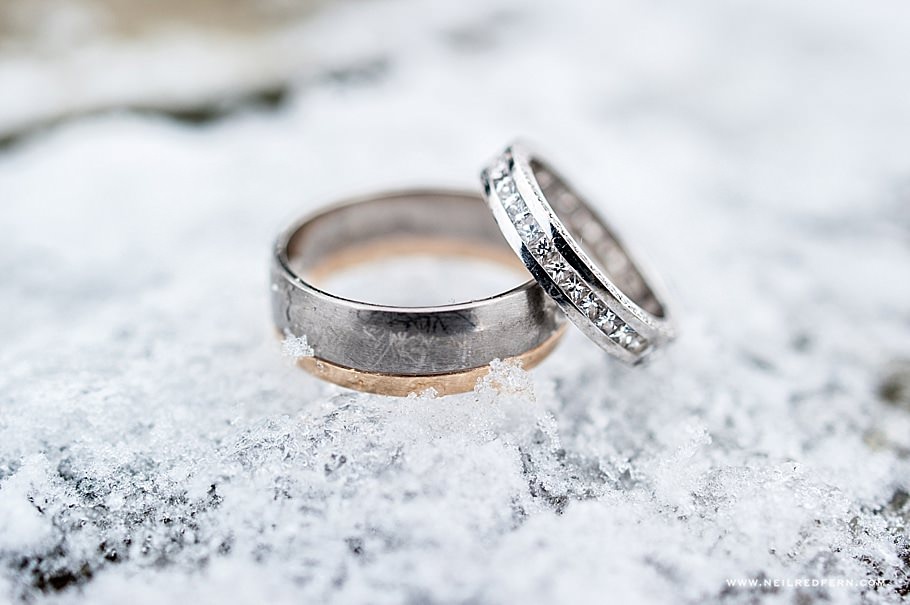 Wedding rings in the snow