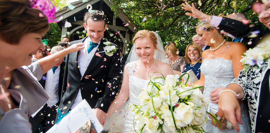 Shrigley Hall Wedding Photographs - Mel & Simon 1 Confetti wedding photograph