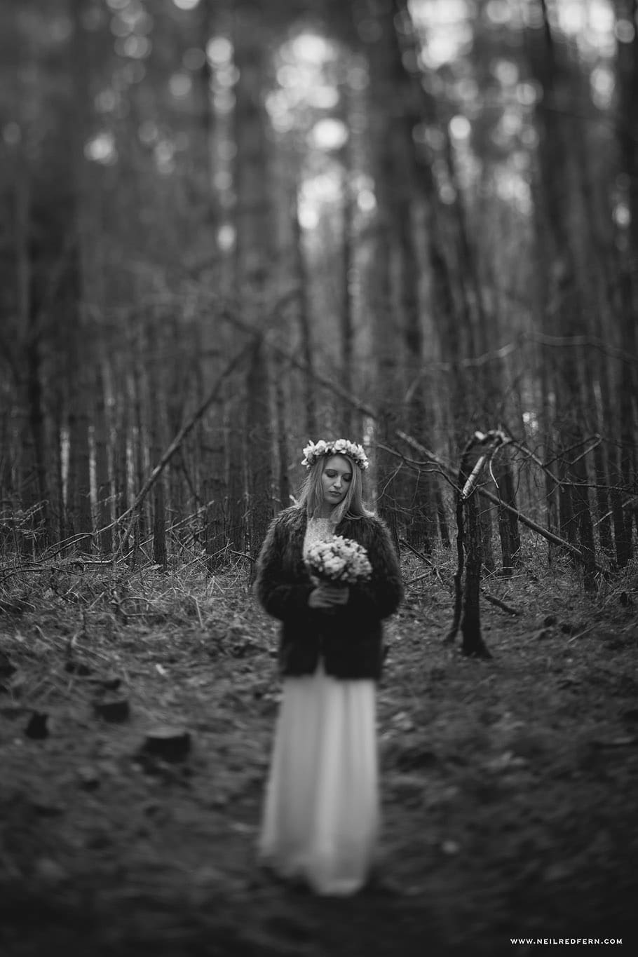 Tilt shift portrait of bride