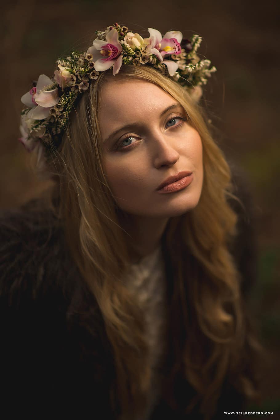 Bride wearing Flower Headdress 3