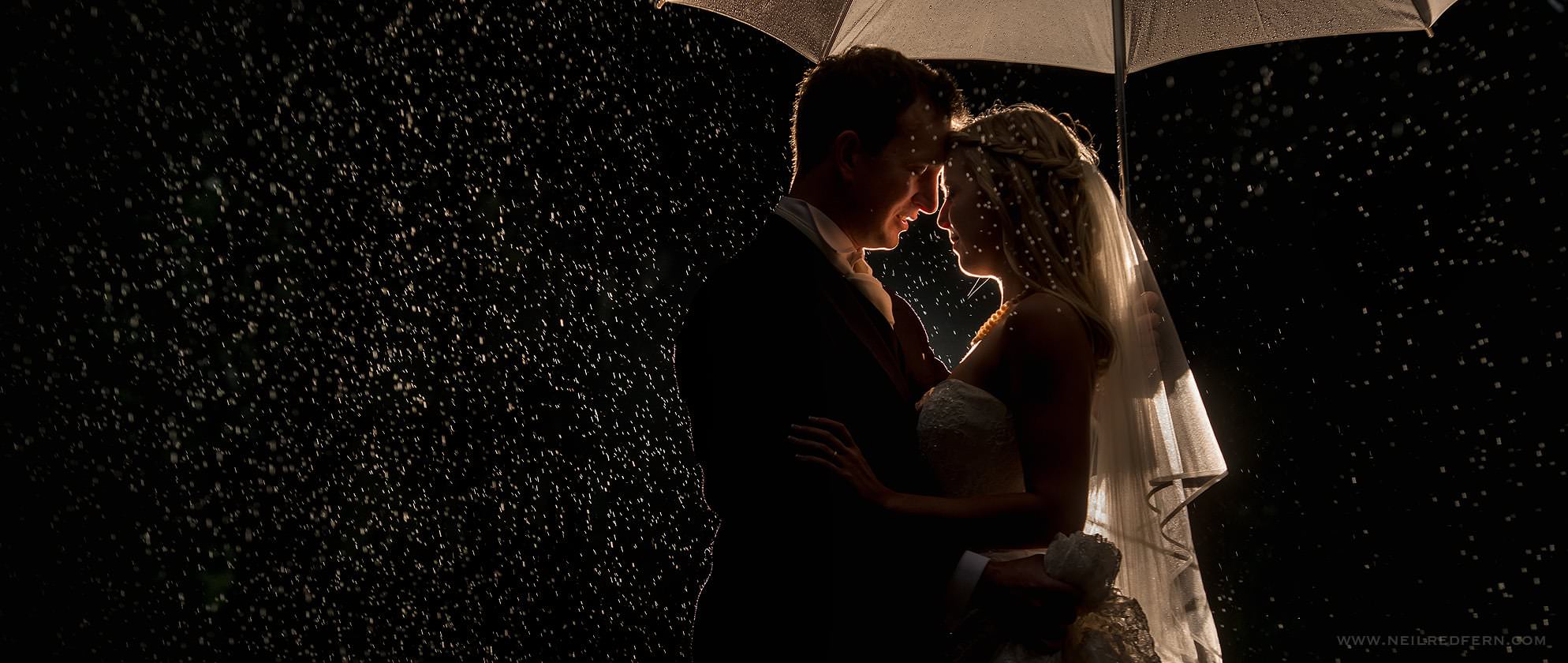 rainy wedding photograph