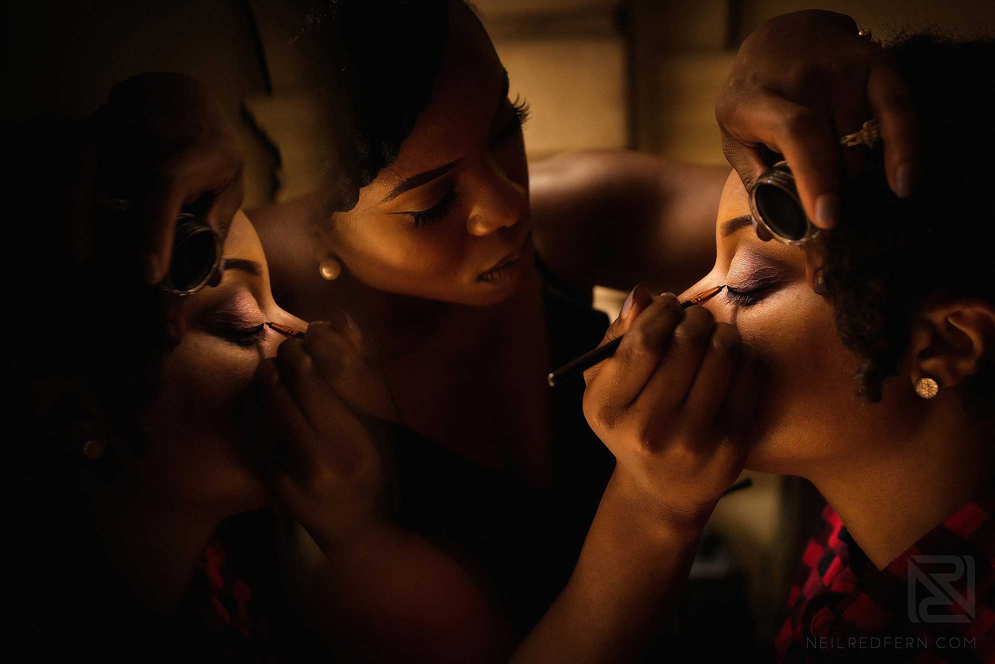 bride getting ready on morning of wedding