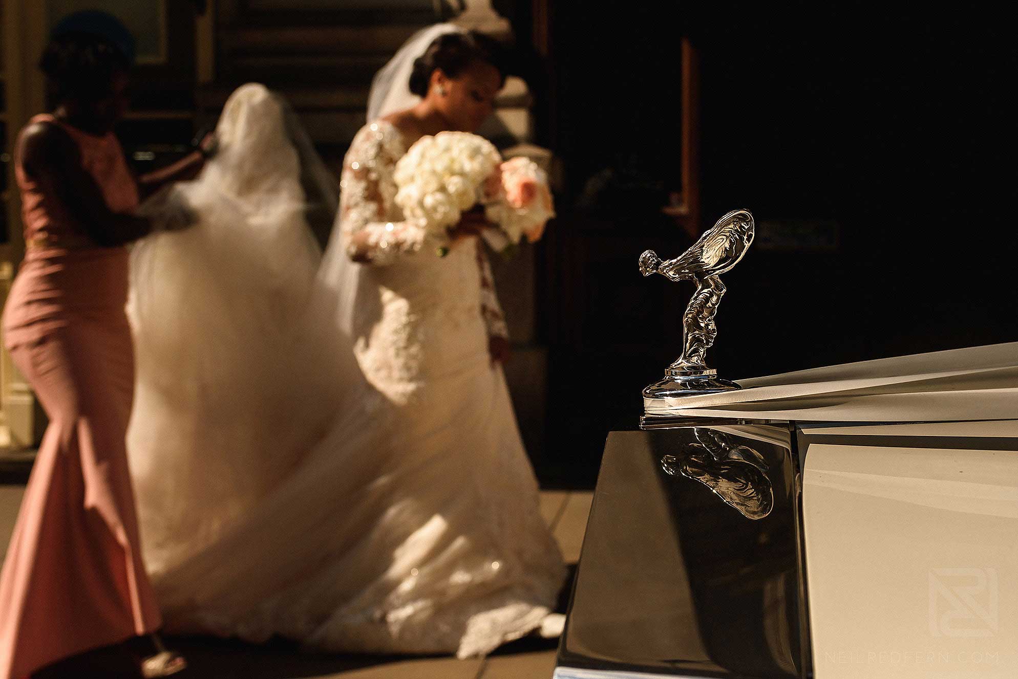 bride and wedding car