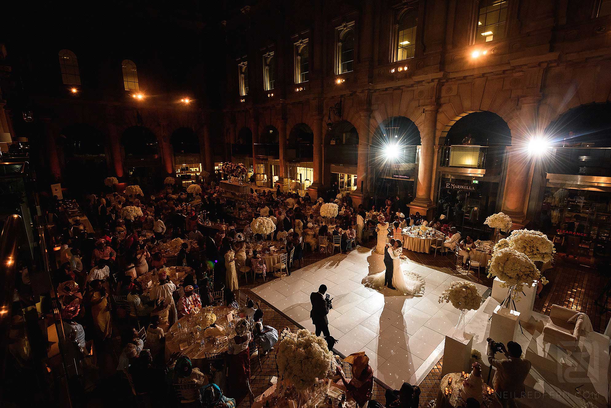 Bride and father dancing