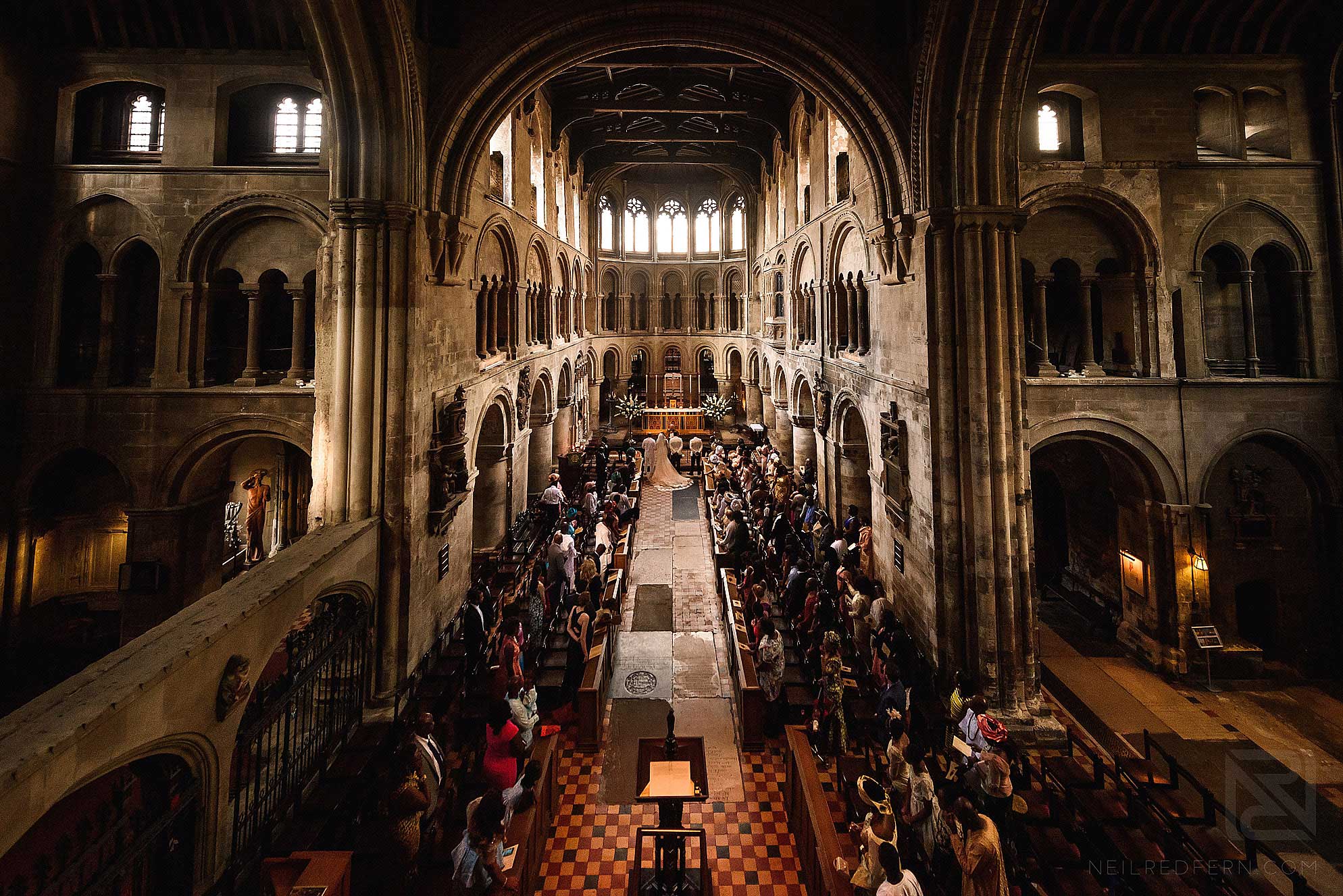 wide angle photography of St Bartholomew the Great church in London