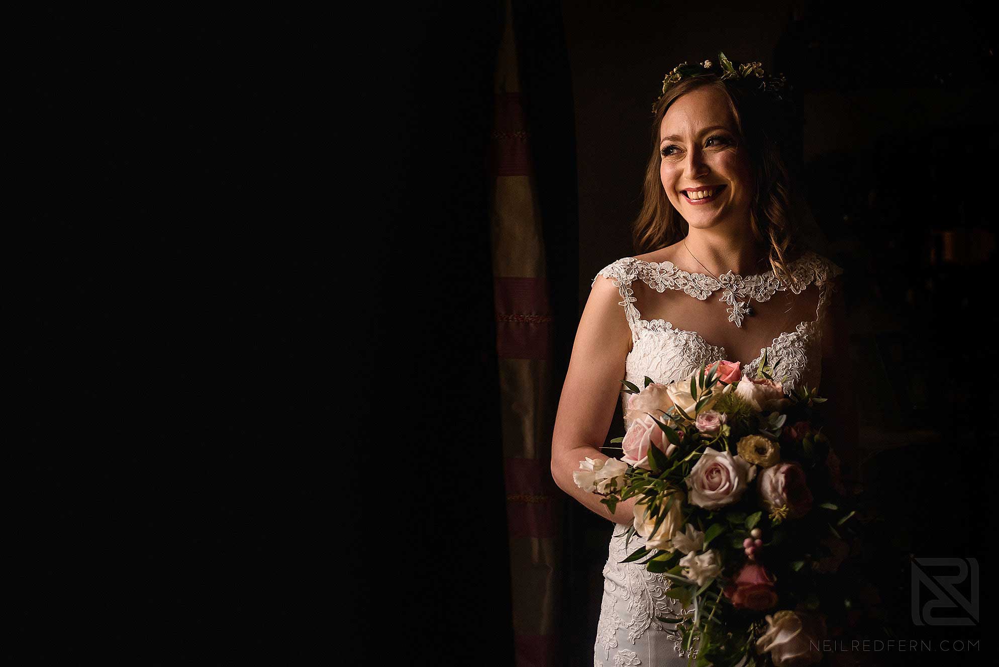 Abbeywood Estate wedding photography 7 portrait of bride by window