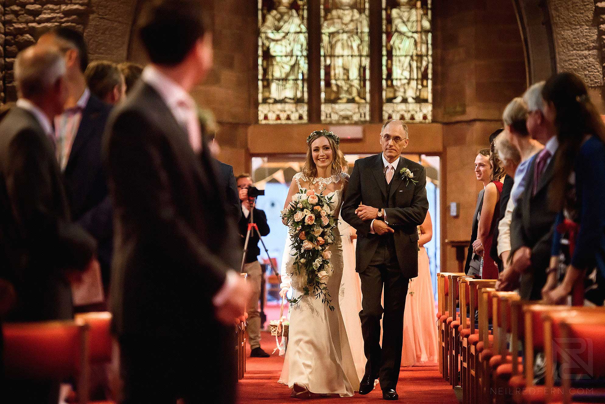 Abbeywood Estate wedding photography 8 bride walking down the aisle in church