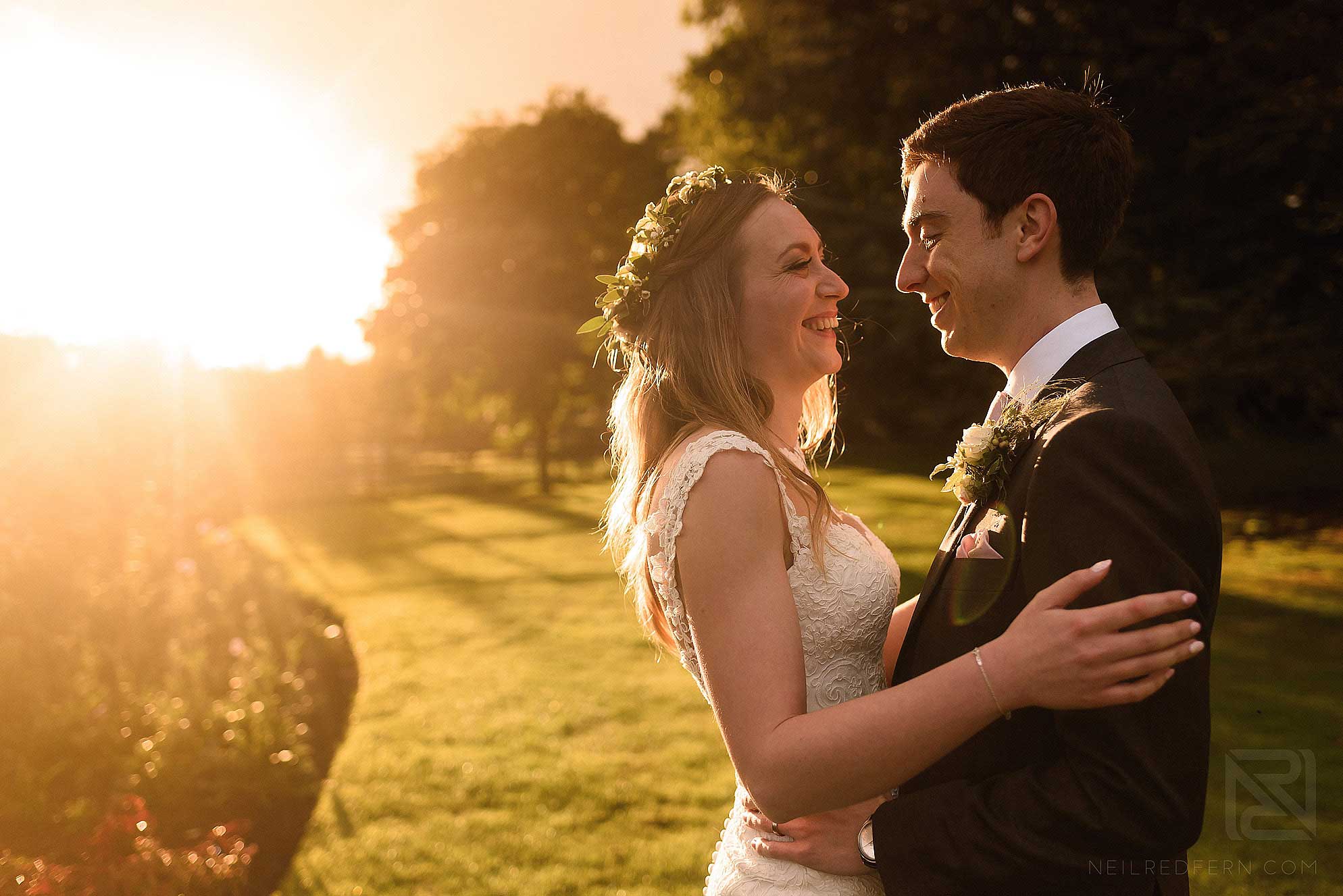 Abbeywood Estate wedding photography 23 sunset portrait of bride and groom