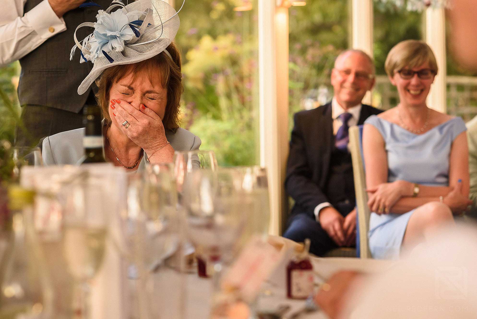 Abbeywood Estate wedding photography 27 bride's mum laughing