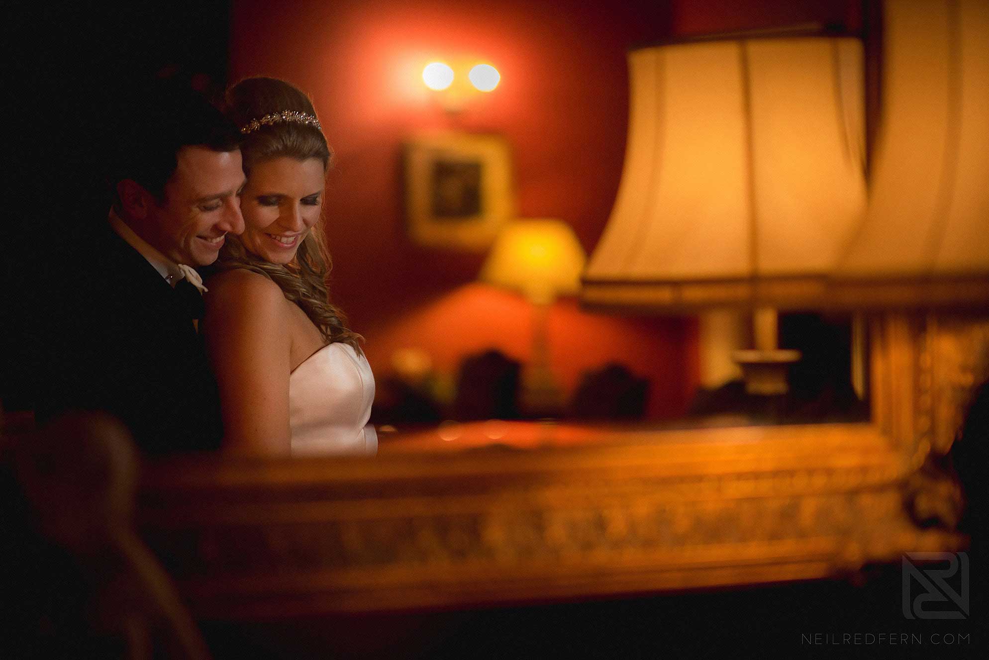 bride and groom photograph in mirror
