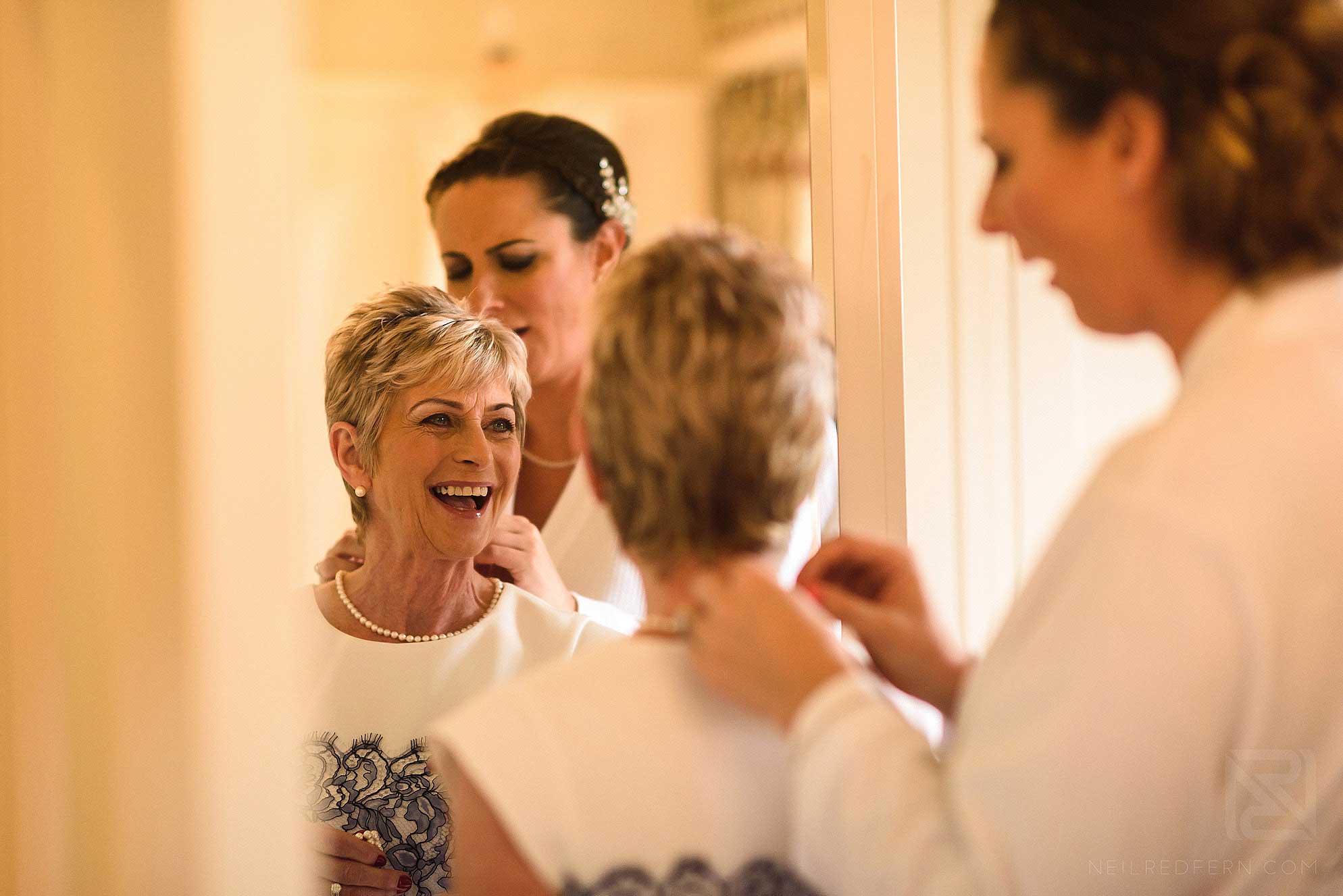 mother of bride laughing
