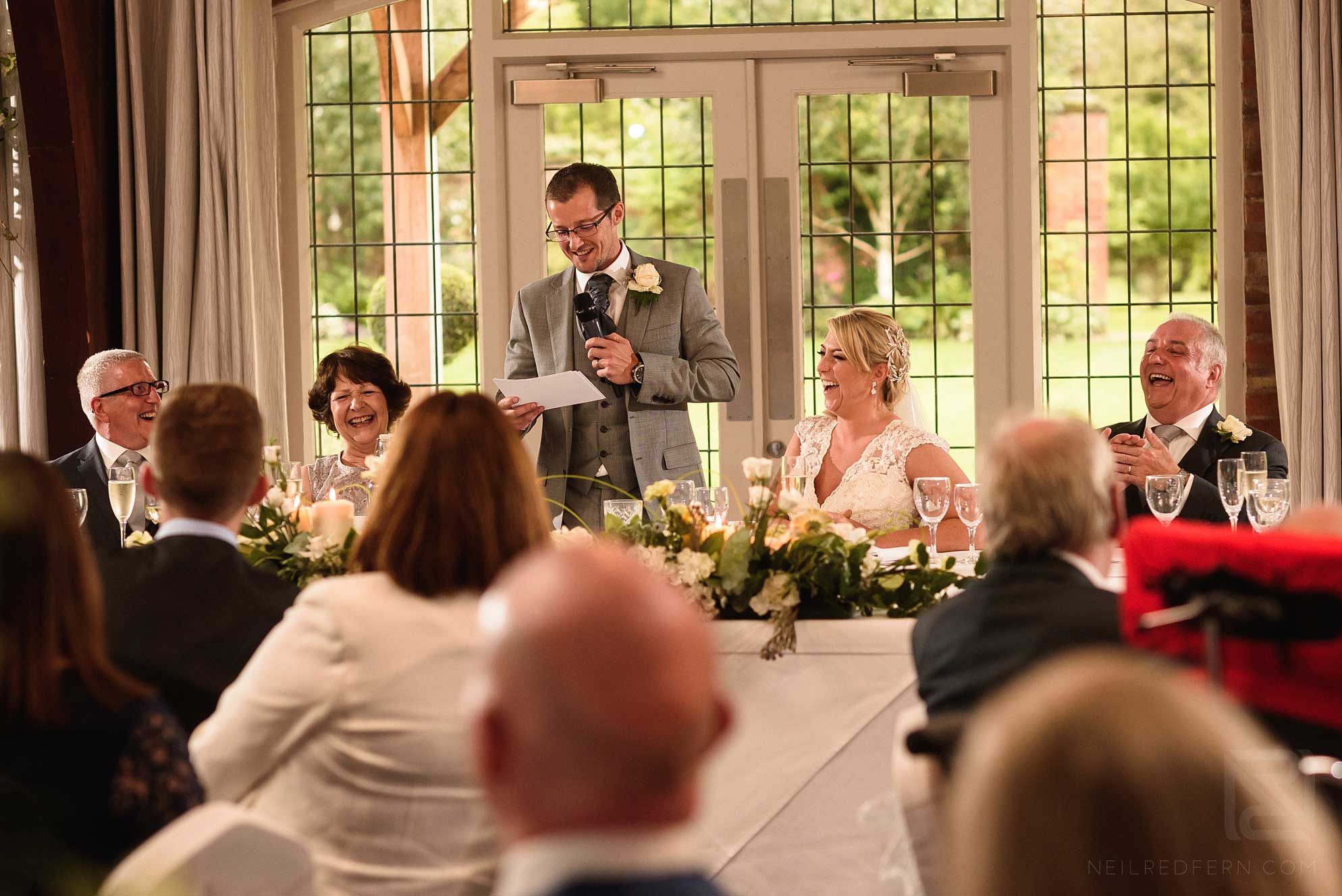 groom wedding speech at Colshaw Hall