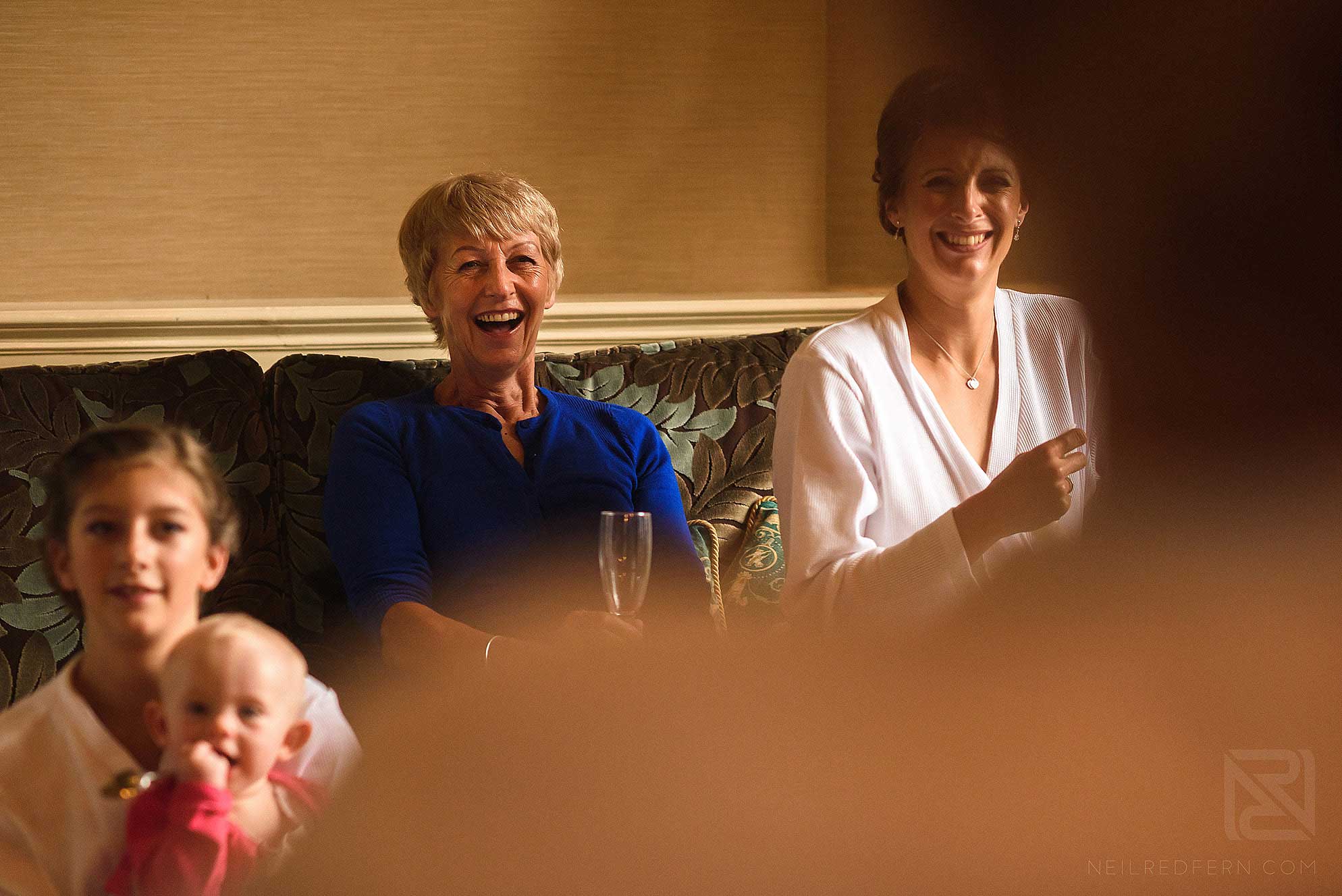 bride's mum laughing