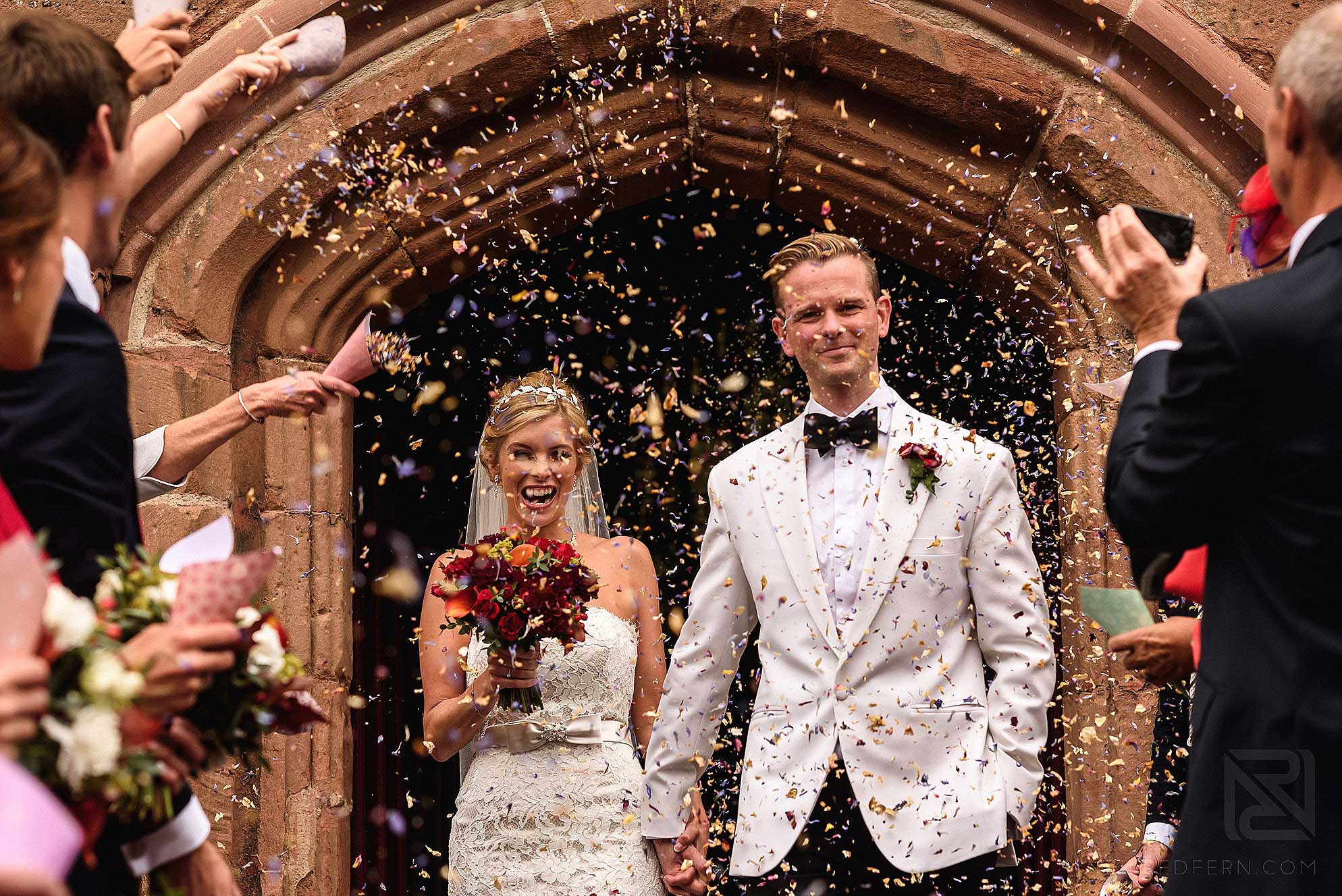 lots of confetti being thrown