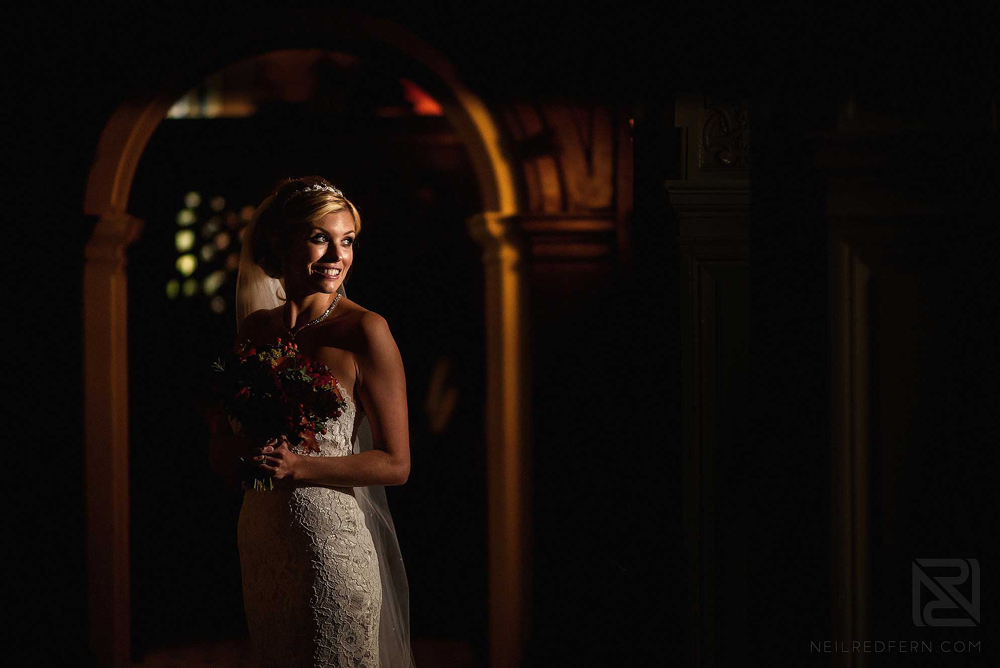 indoor portrait of bride