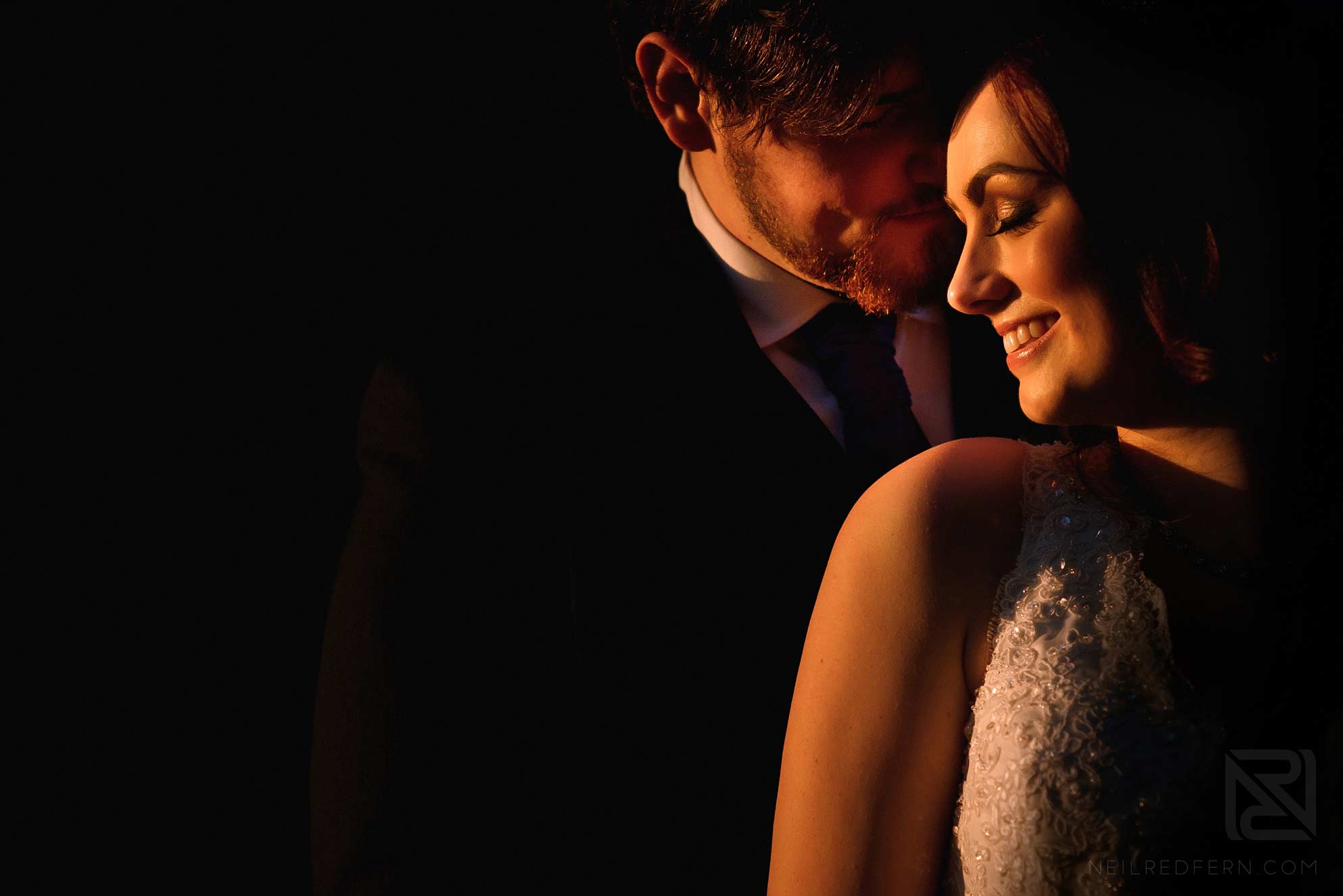 Knowsley Hall summer wedding 1 close up sunset portrait
