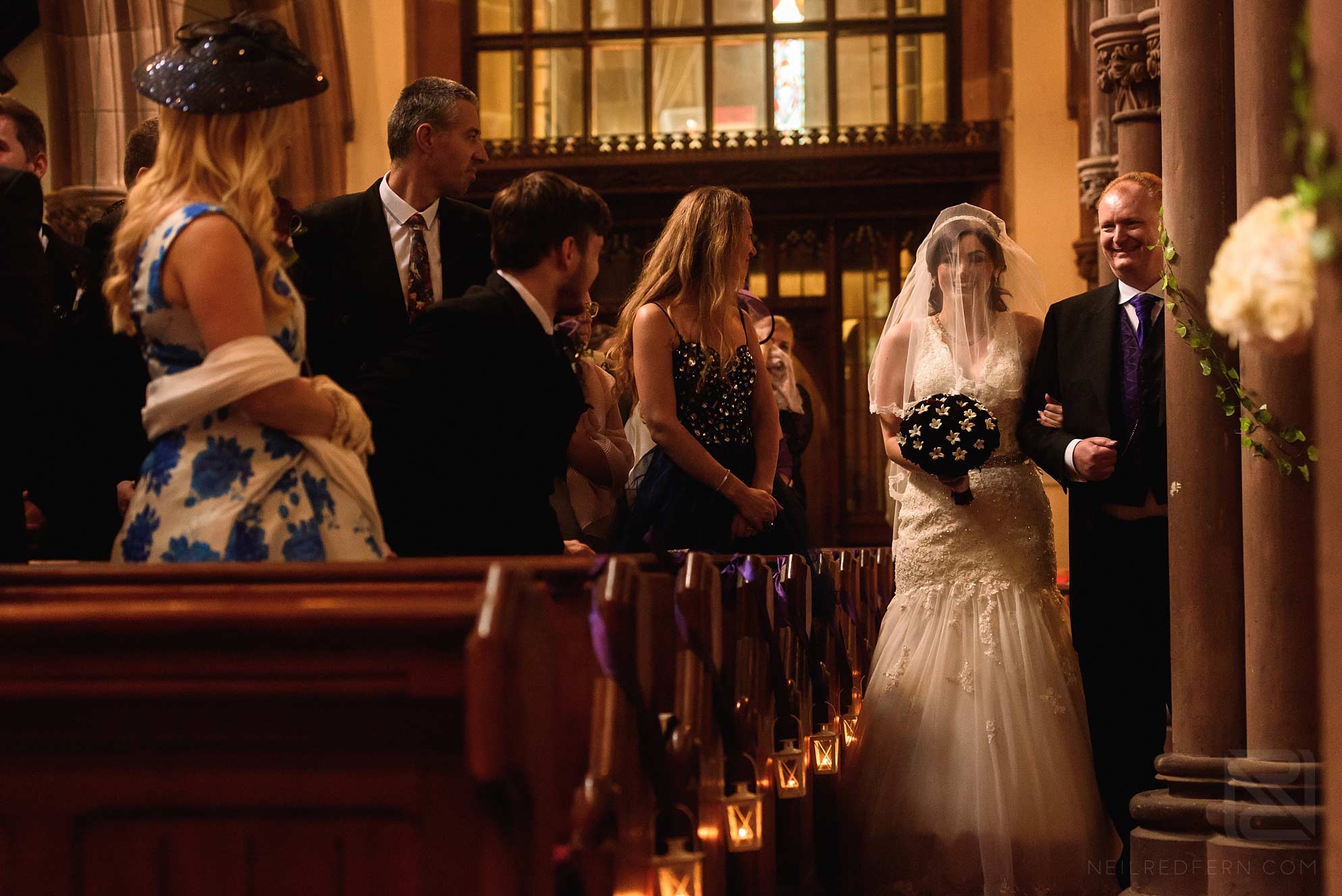Knowsley Hall summer wedding 9 bride walking down aisle