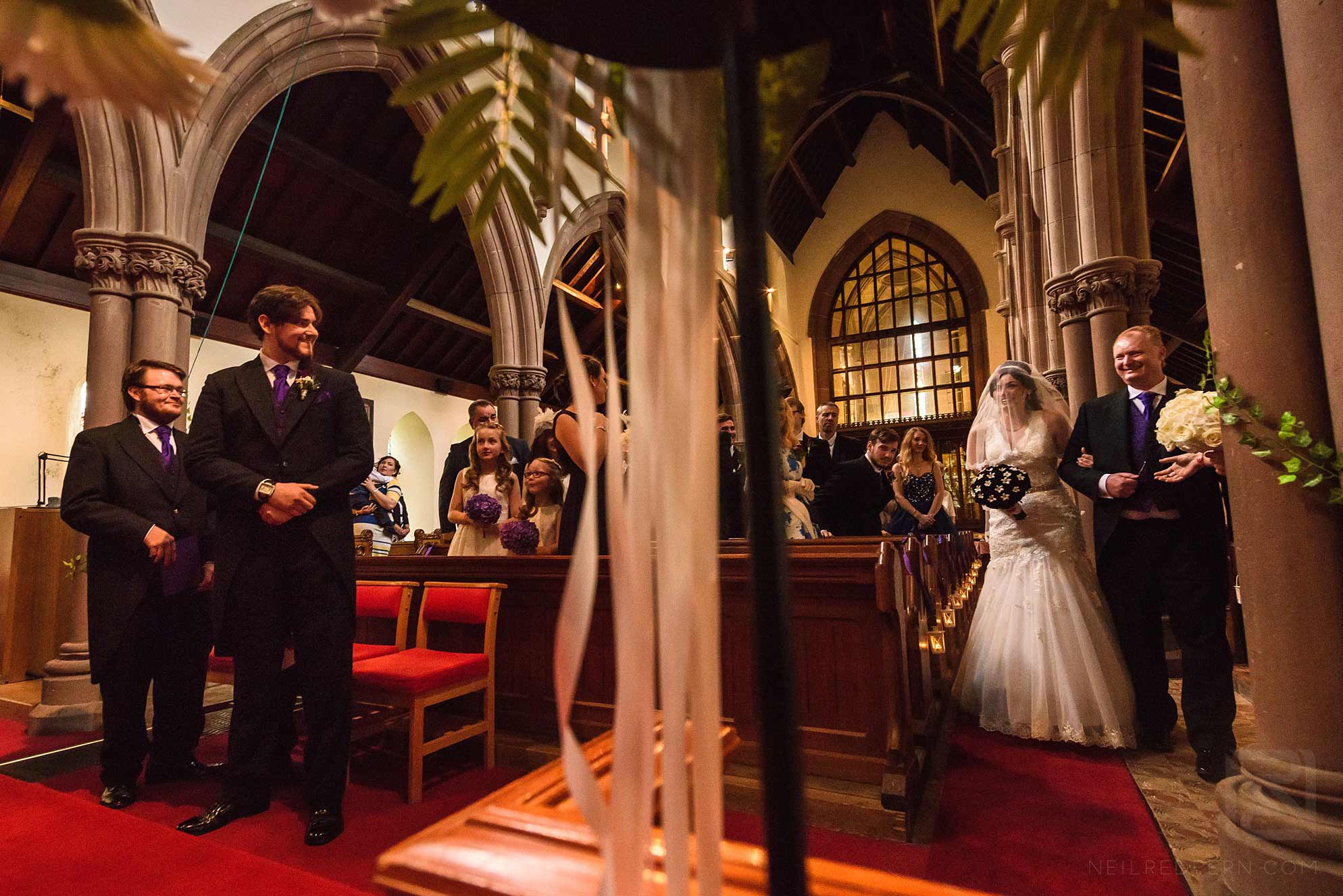 Knowsley Hall summer wedding 10 first look in church