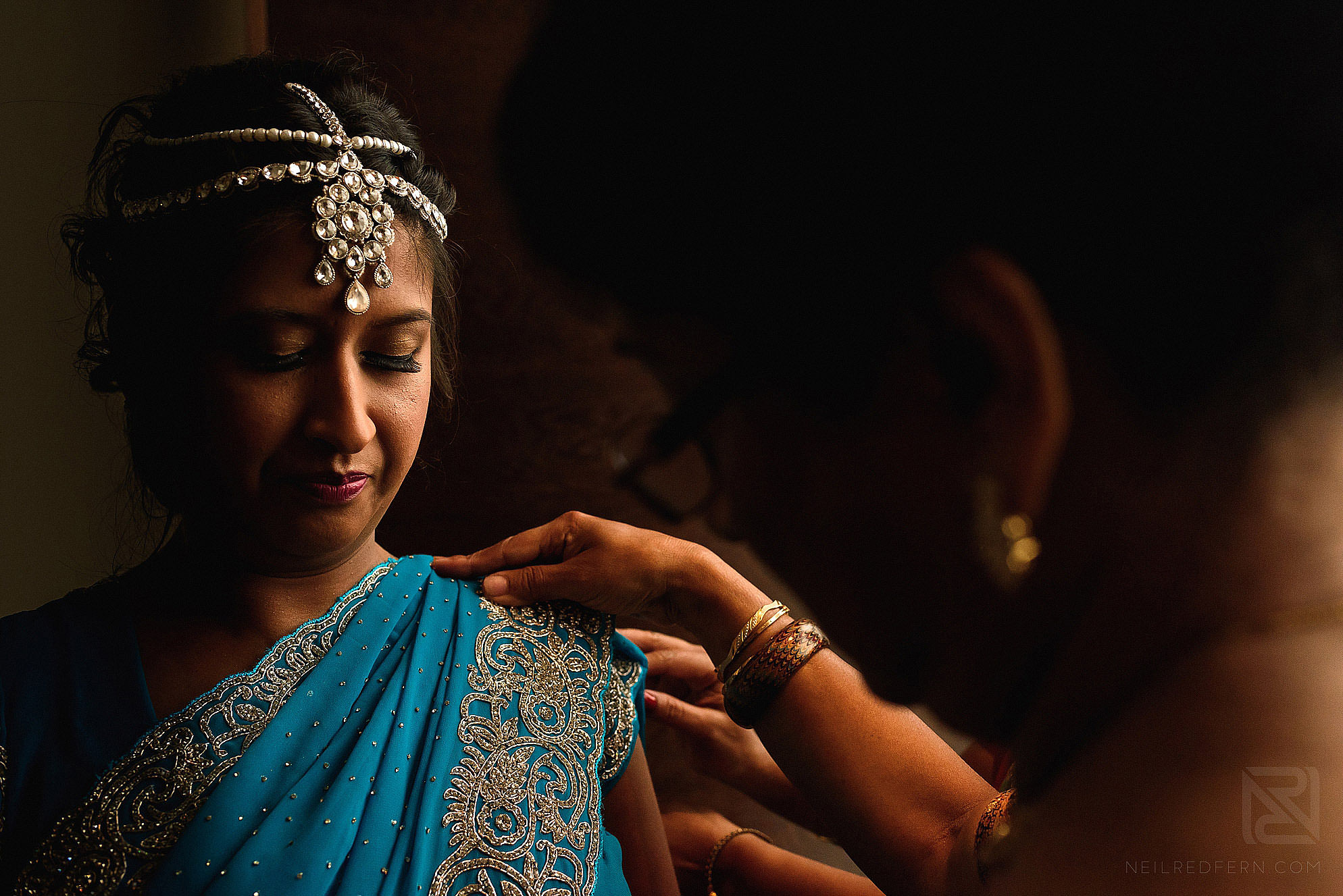 Hindu bride getting ready