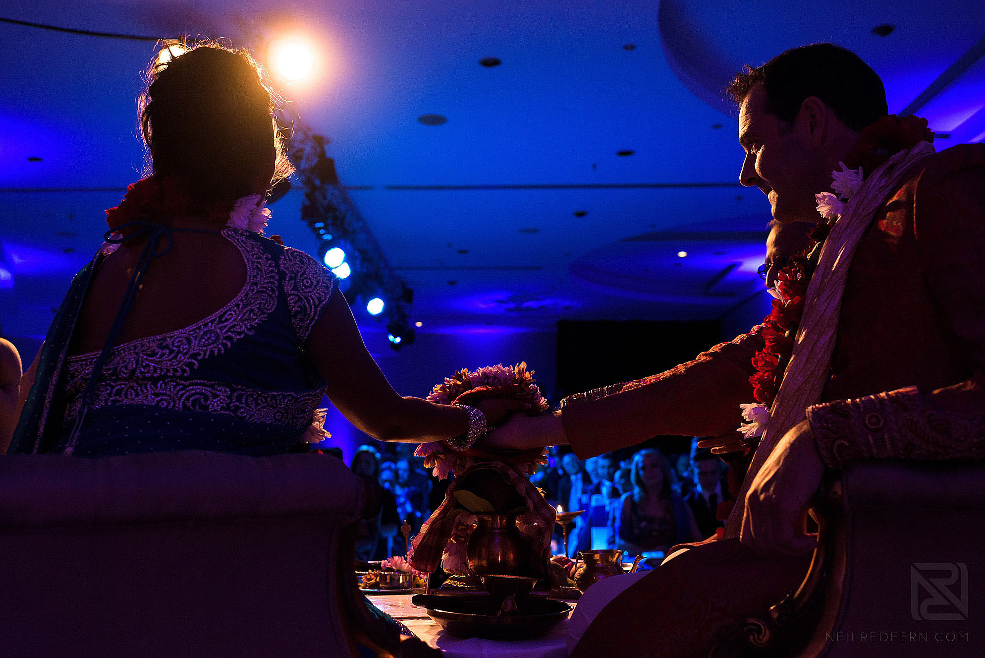 bride and groom together during Hindu wedding ceremony
