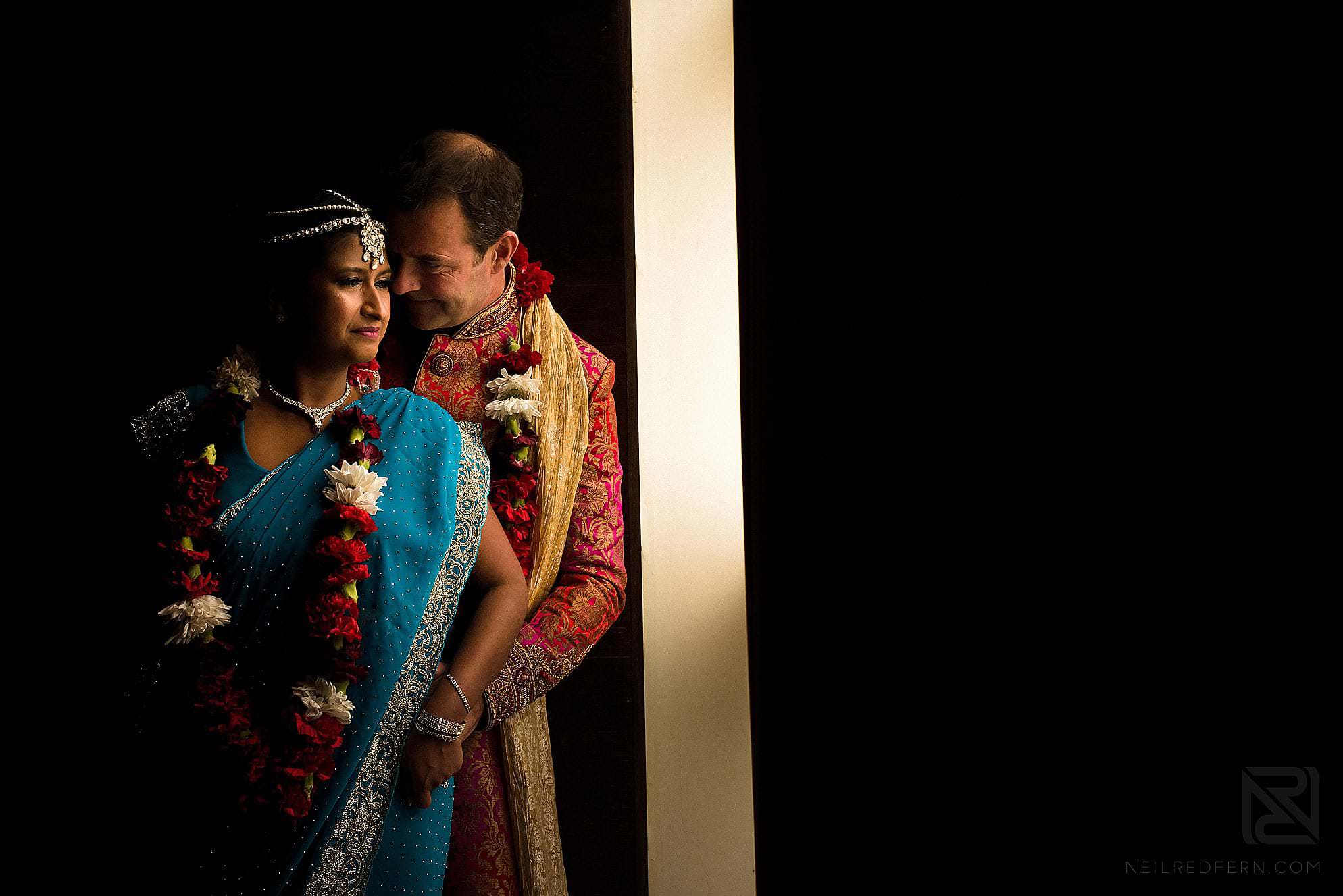 portrait of bride and groom together at Hindu wedding