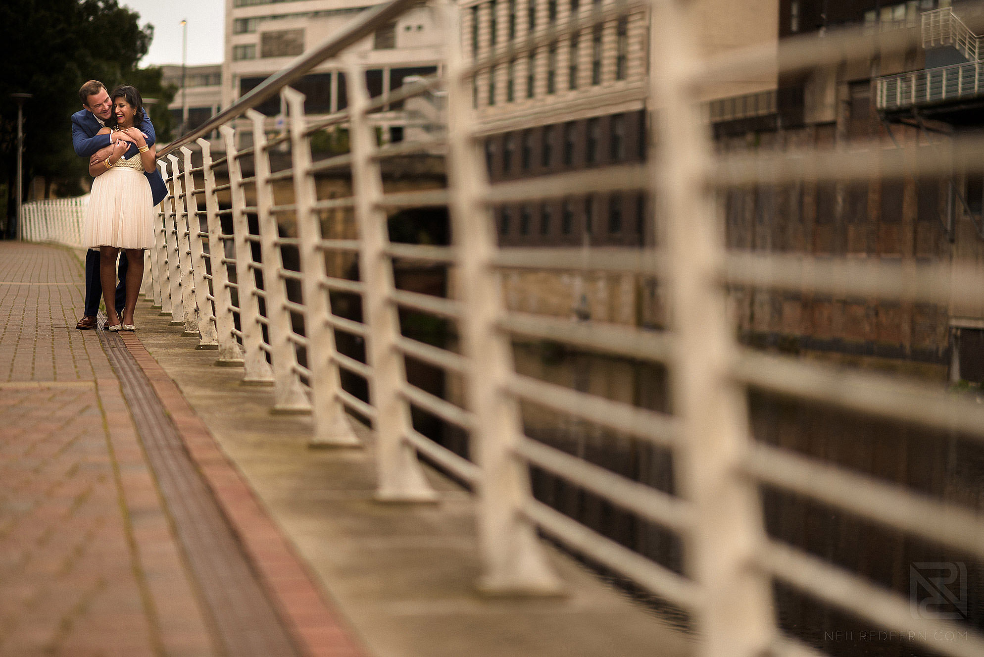 portrait of couple outside the Lowry Hotel in Manchester