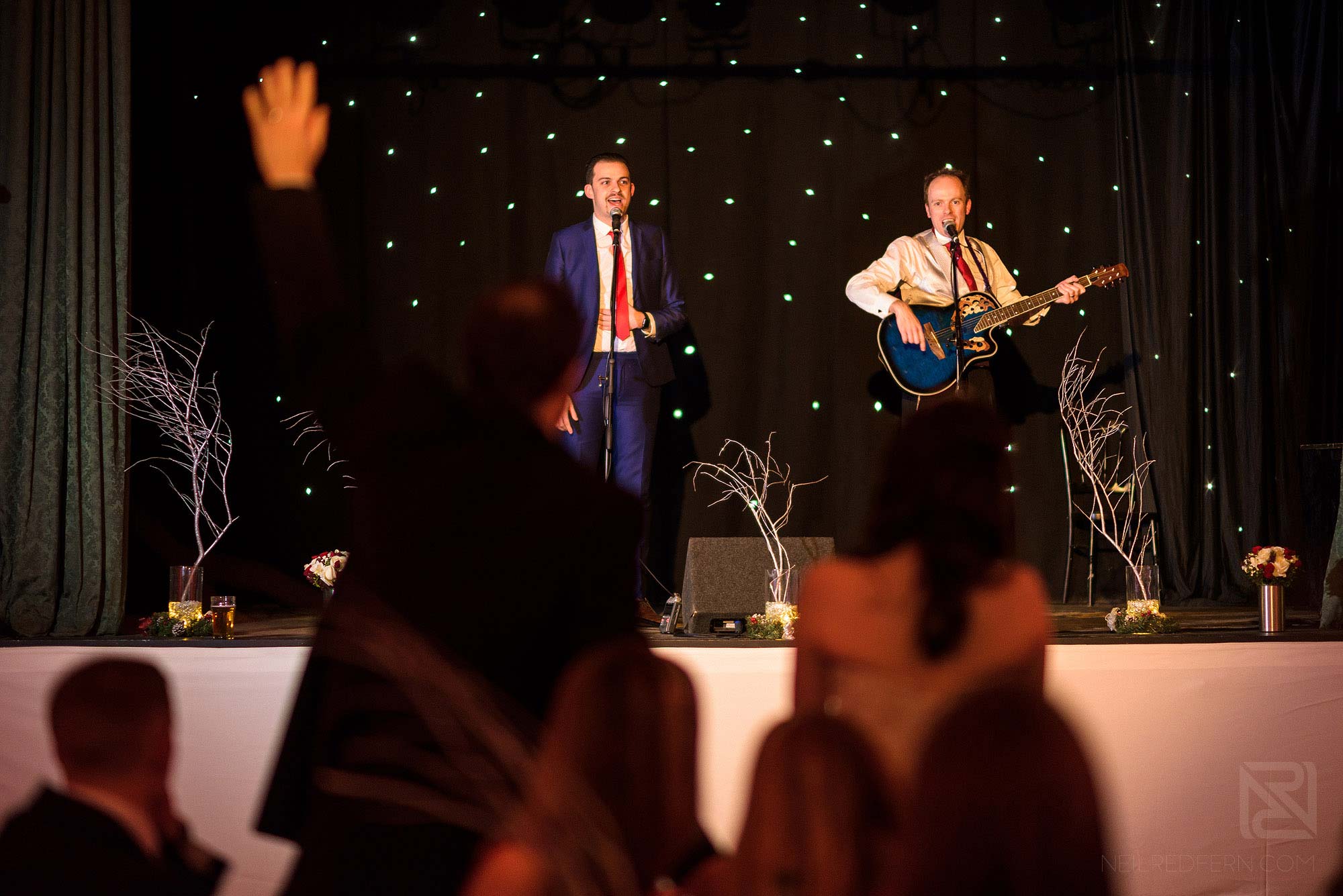 musicians onstage at wedding at The Bowdon Rooms