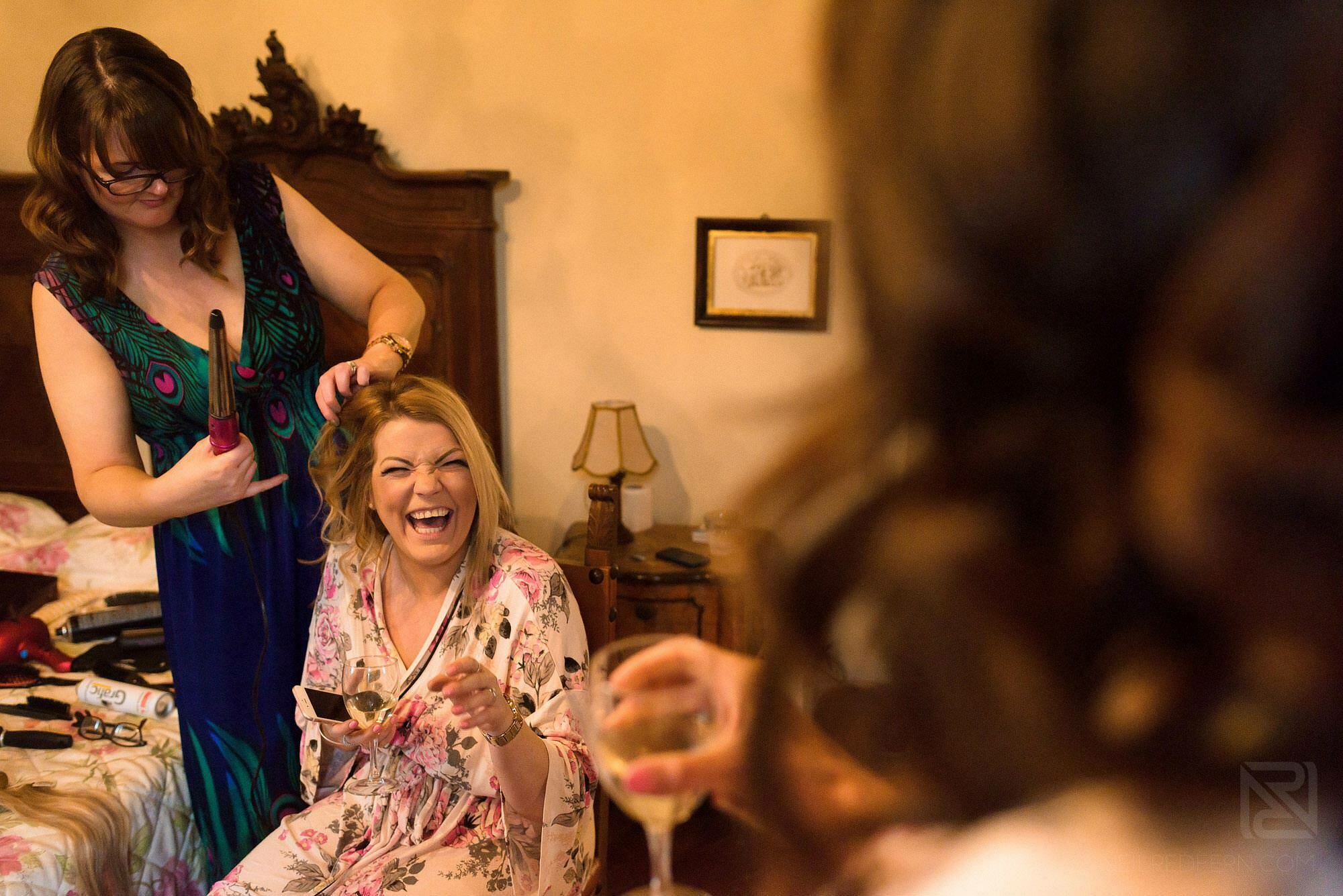 bridesmaid laughing