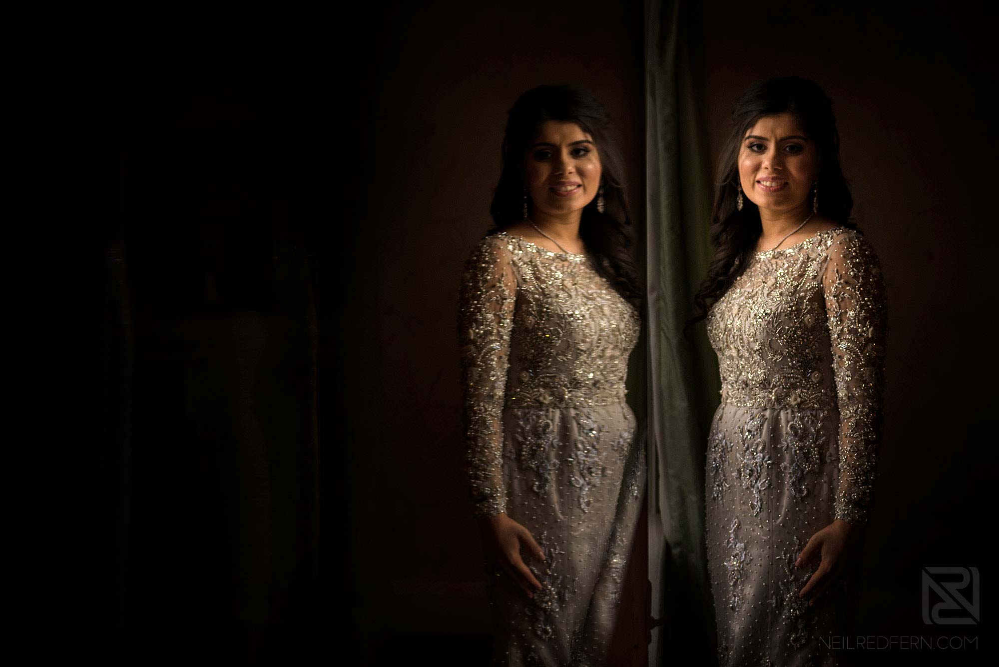 portrait of bride at Arley Hall winter wedding