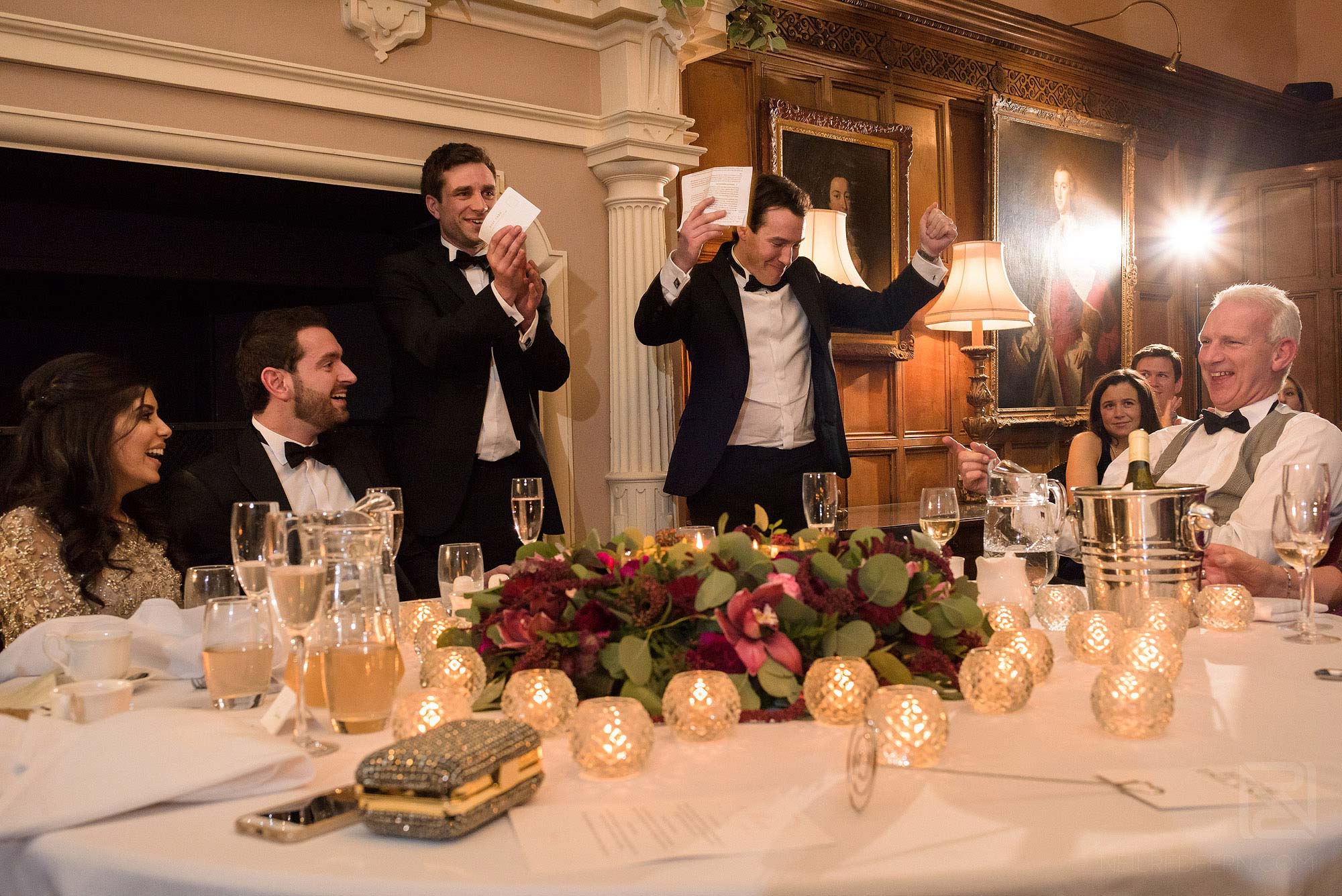best men giving speech at Arley Hall wedding
