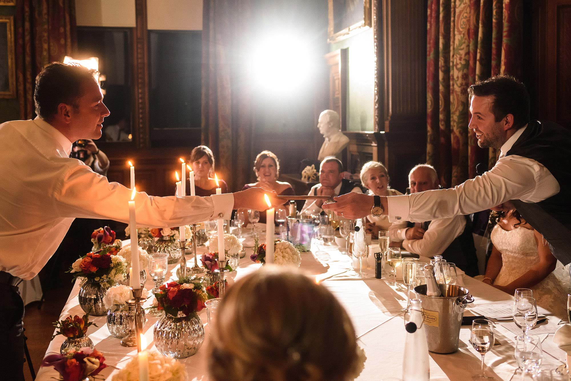 groom giving wedding speech at Knowsley Hall