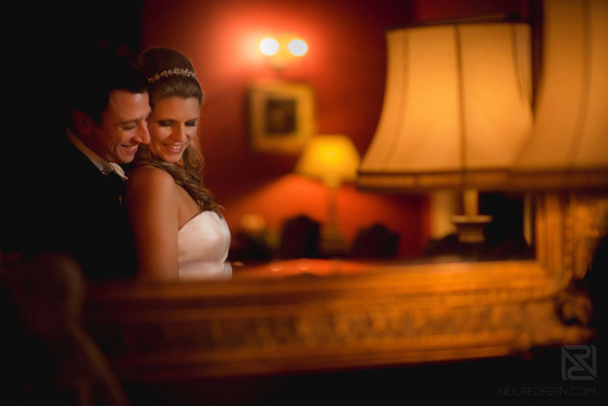 photograph of bride and groom at winter wedding at Colshaw Hall