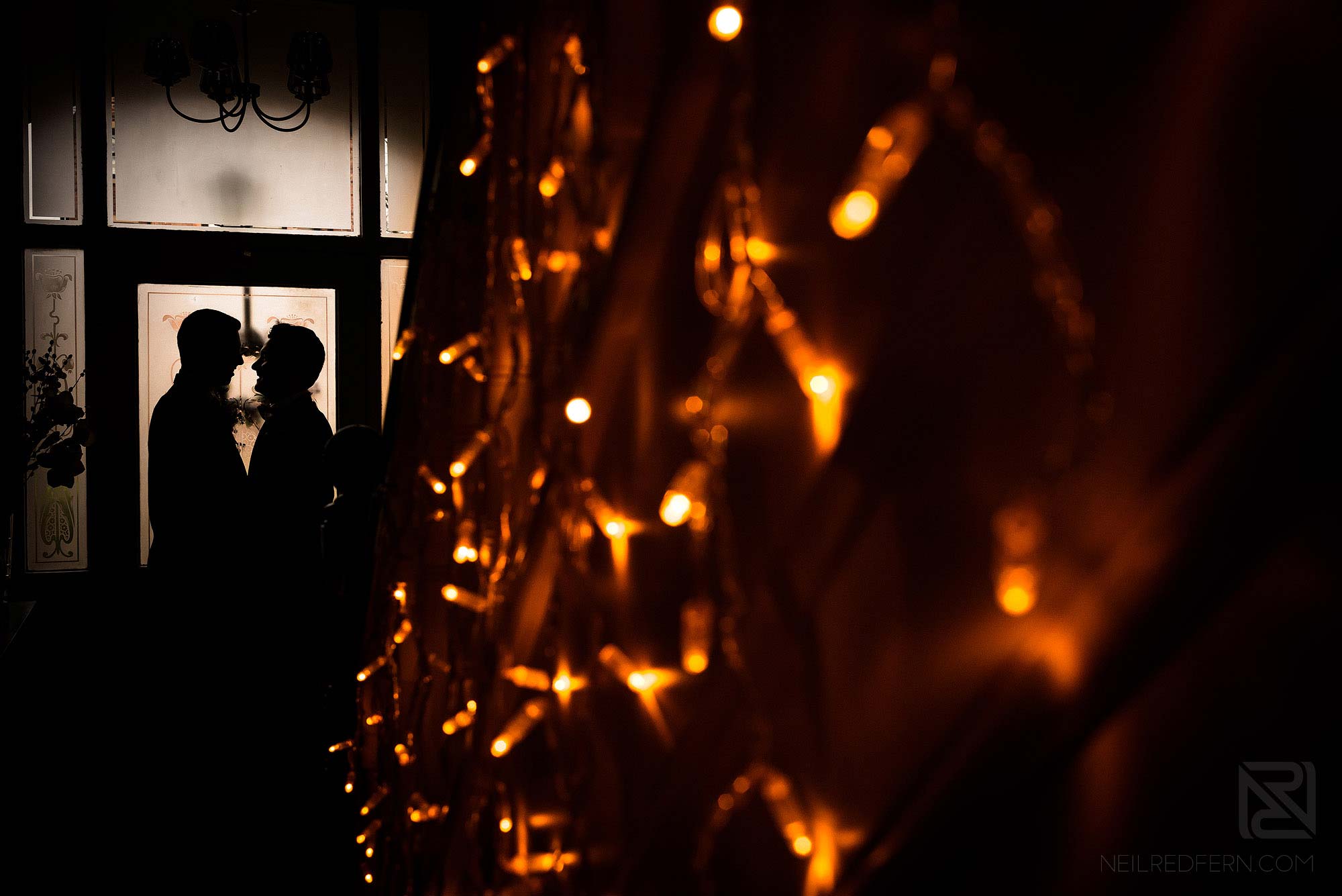 King Street Townhouse wedding photography 6 creative photograph of couple with fairylights on morning of wedding