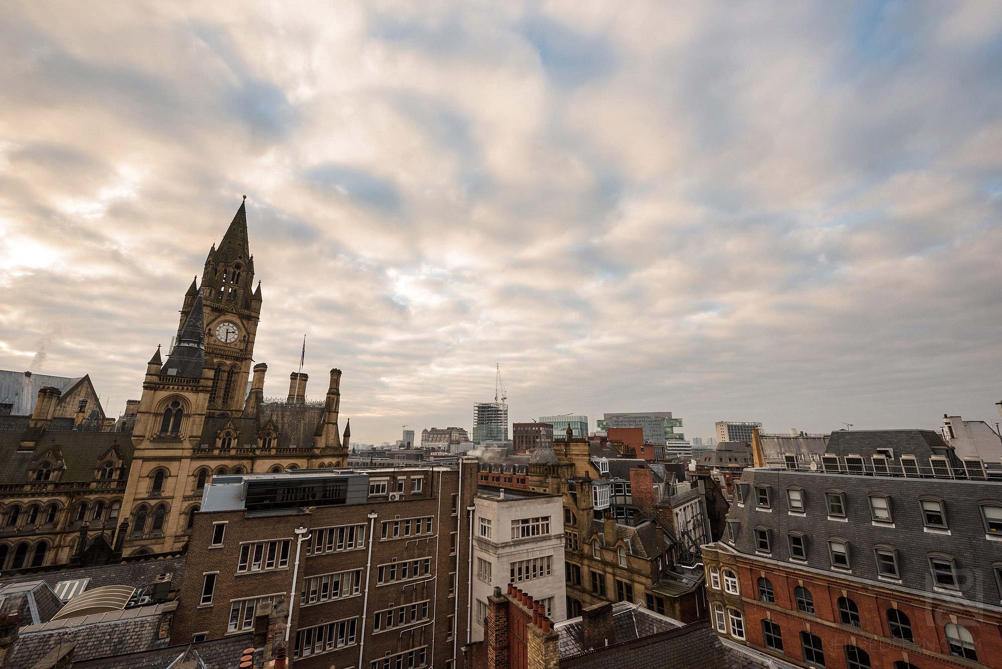 King Street Townhouse wedding photography 7 wide angle landscape photograph of Manchester Town Hall
