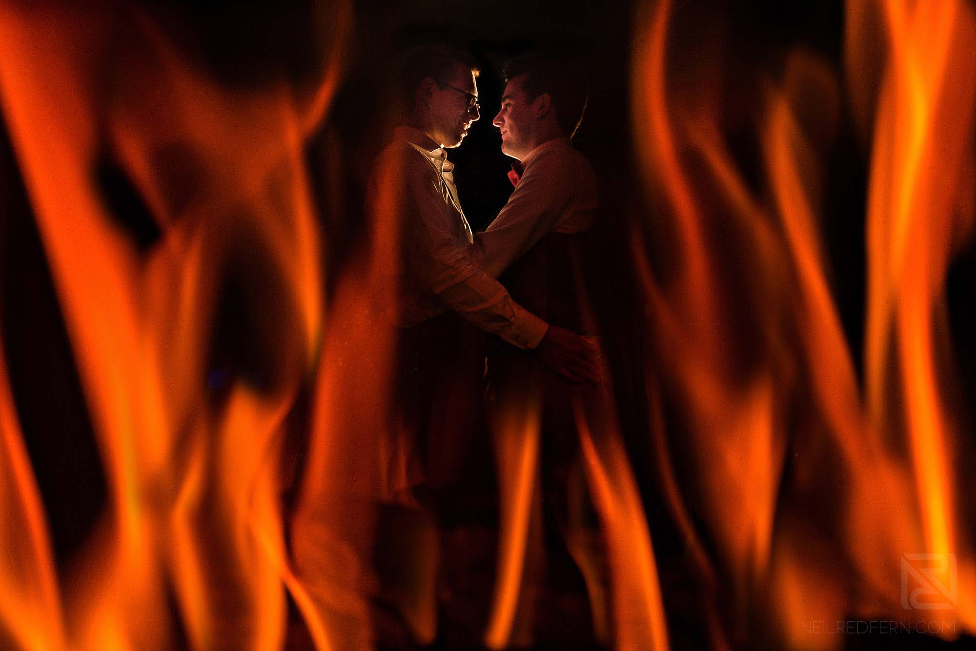 King Street Townhouse wedding photography 33 creative photograph of married couple with fire
