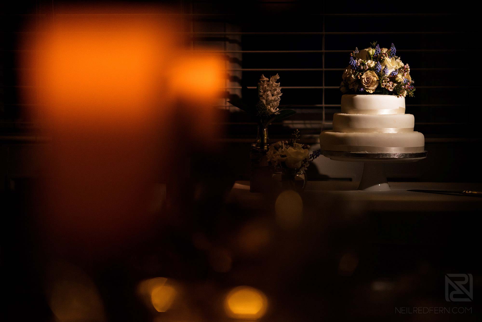 photograph of wedding cake at Lake District winter wedding