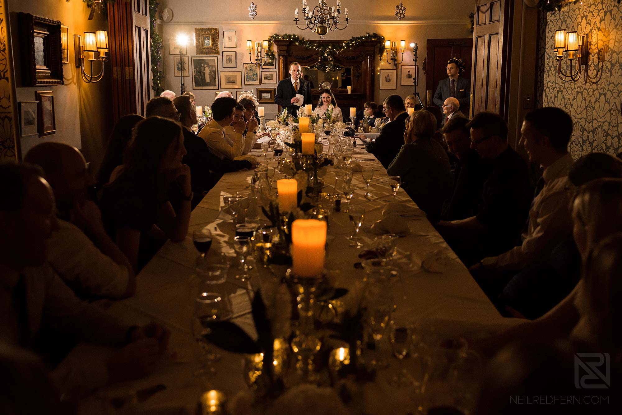 groom making speech at Lake District winter wedding