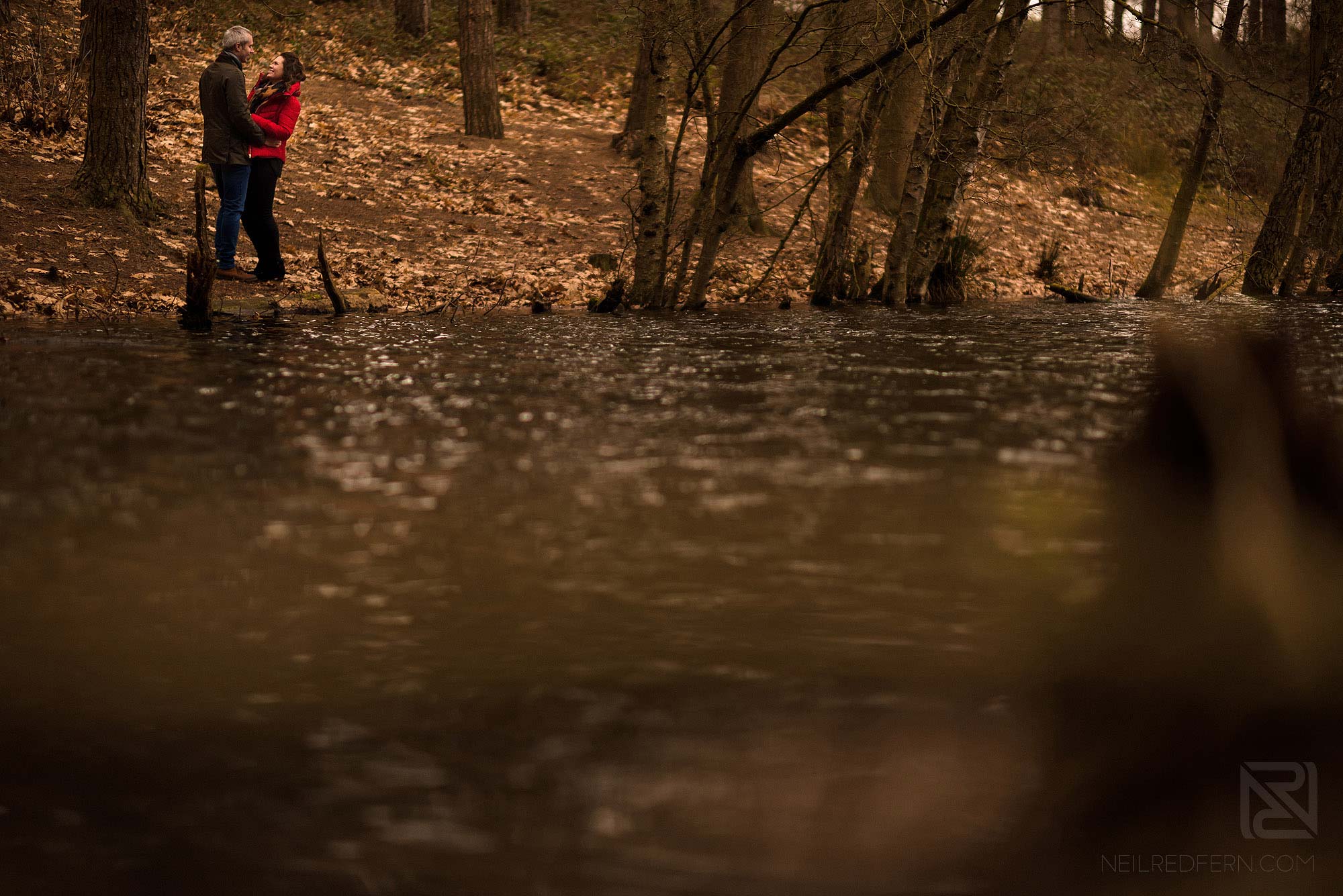 Woodland engagement shoot 4 romantic photograph of engaged couple in Delamere Forest
