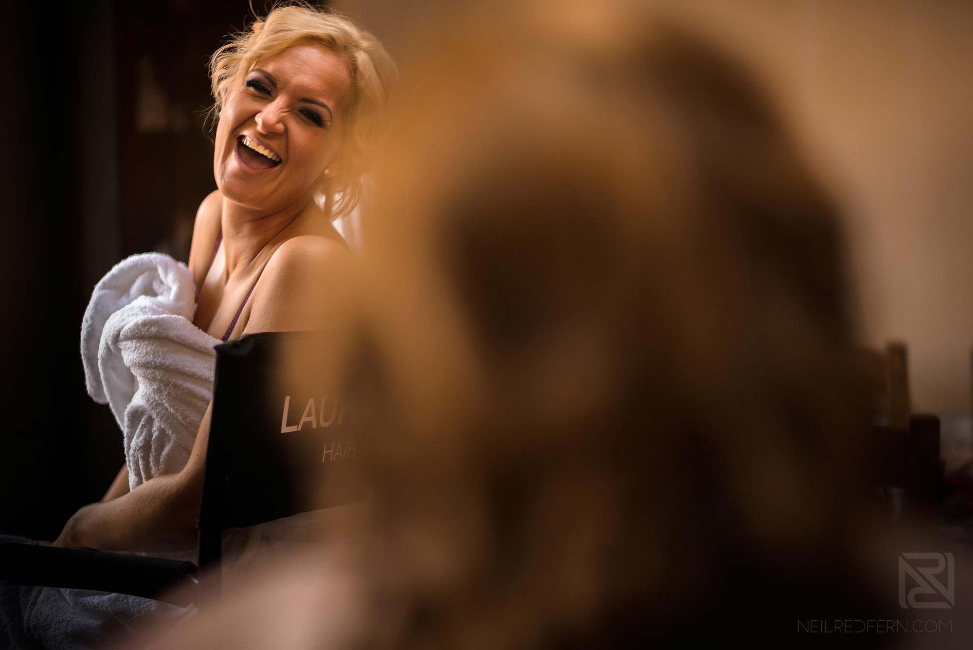 Manchester Museum wedding photography 4 bridesmaid laughing at bride