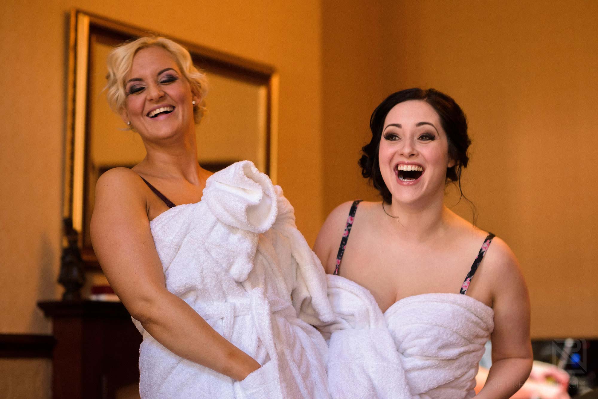 Manchester Museum wedding photography 10 bridesmaids laughing