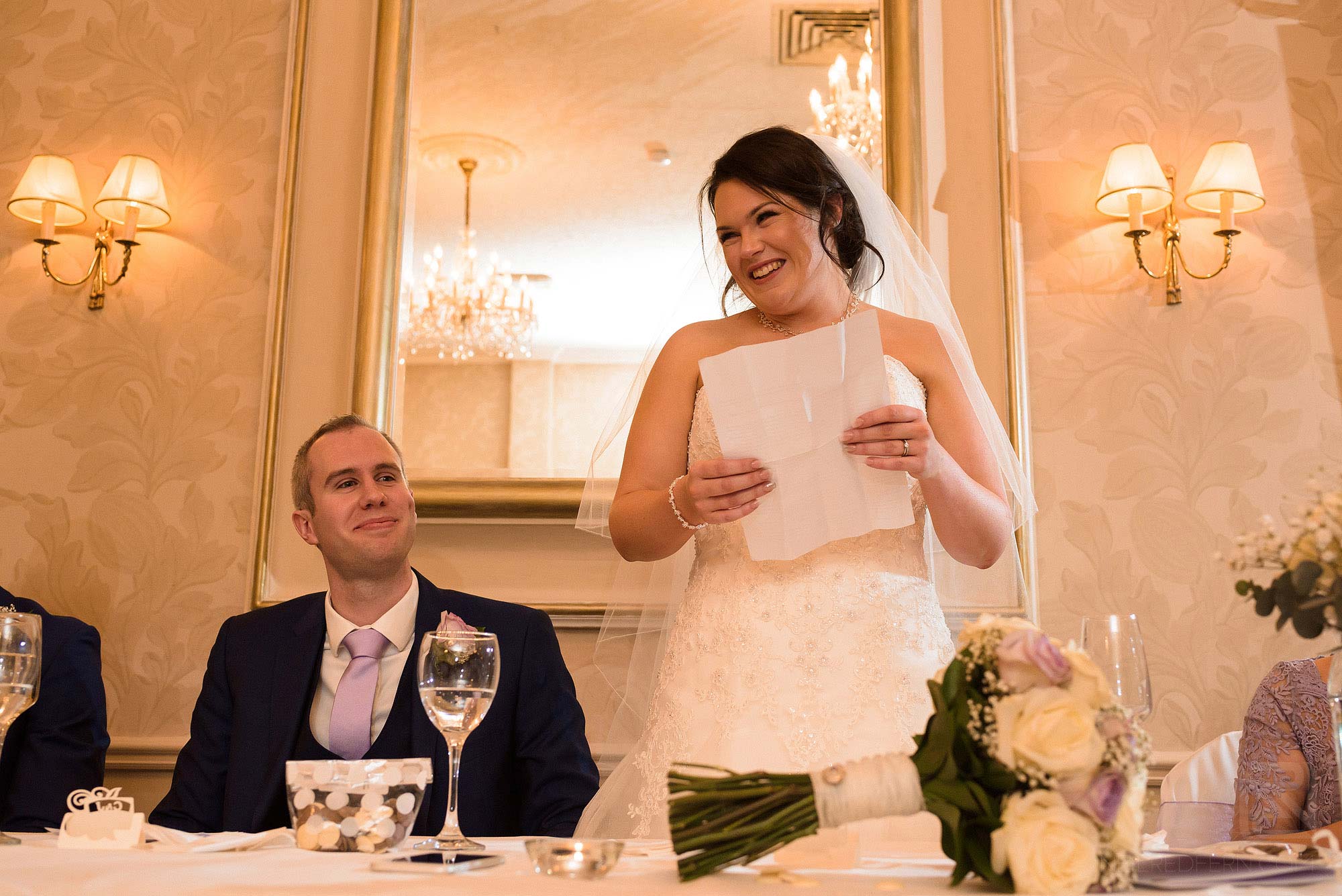 bride giving wedding speech