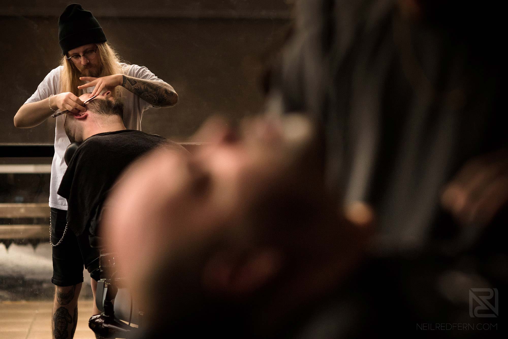 groom and best man having a shave at Close