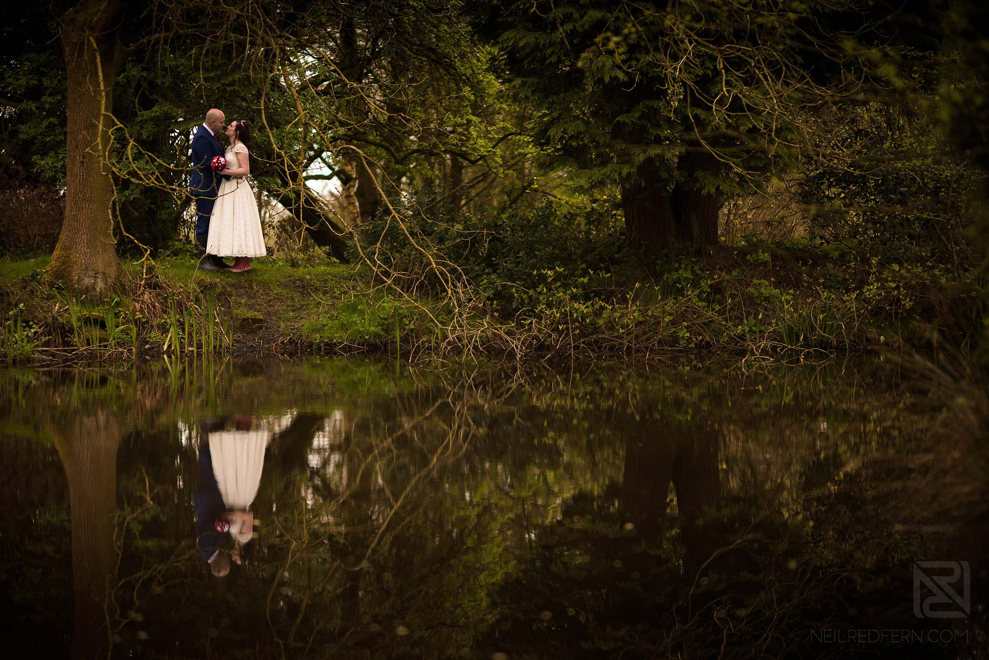 portrait photograph of bride and groom at Rivington Hall Barn