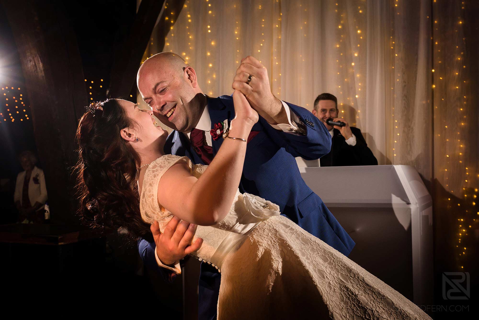 bride and groom dancing