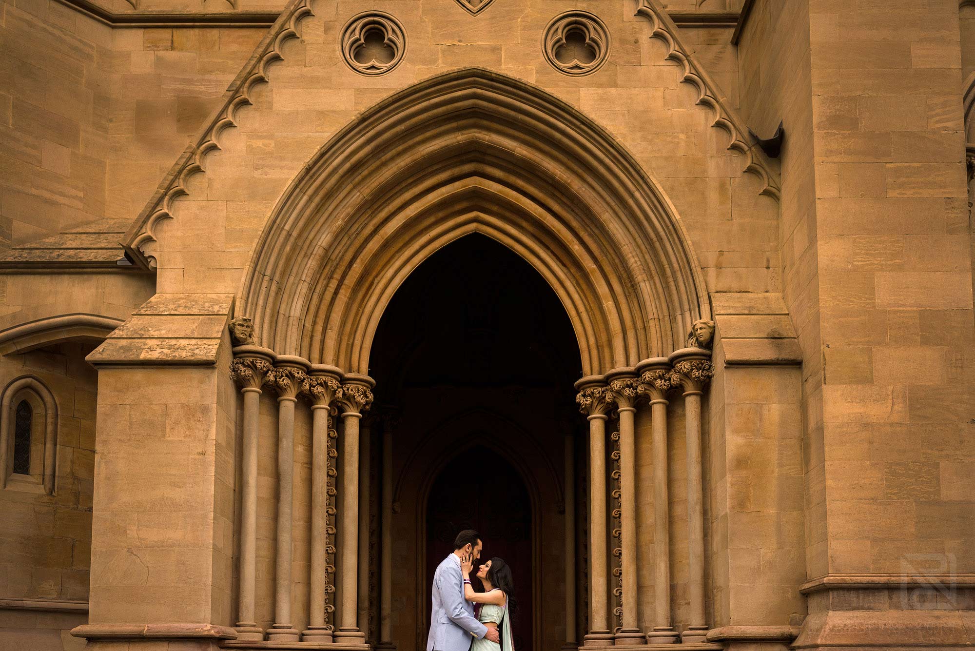 couple outside St Albans Cathedral