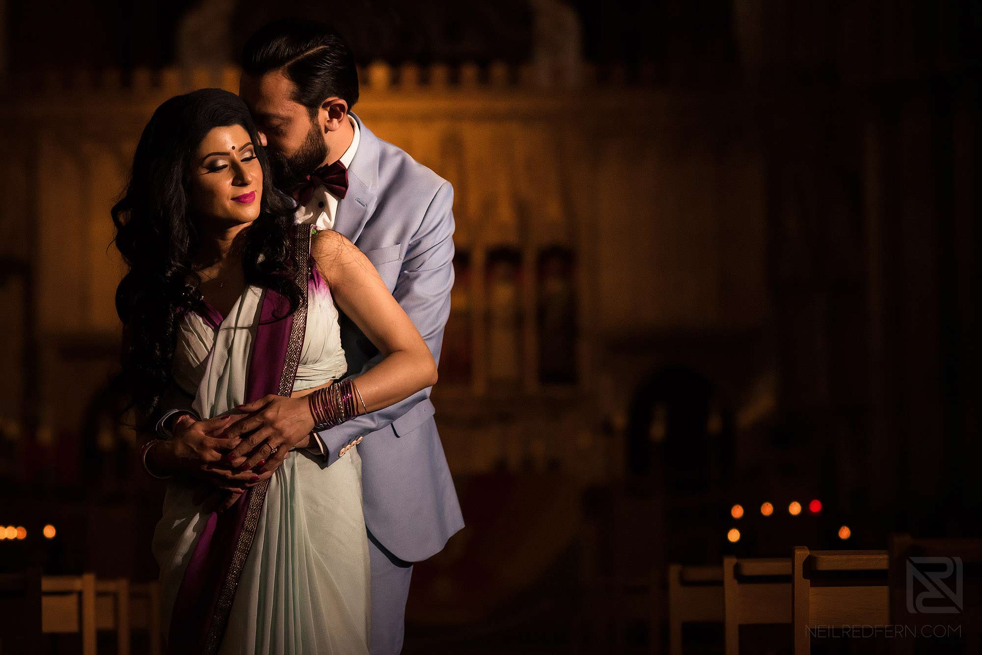 Hindu couple inside St Albans Cathedral