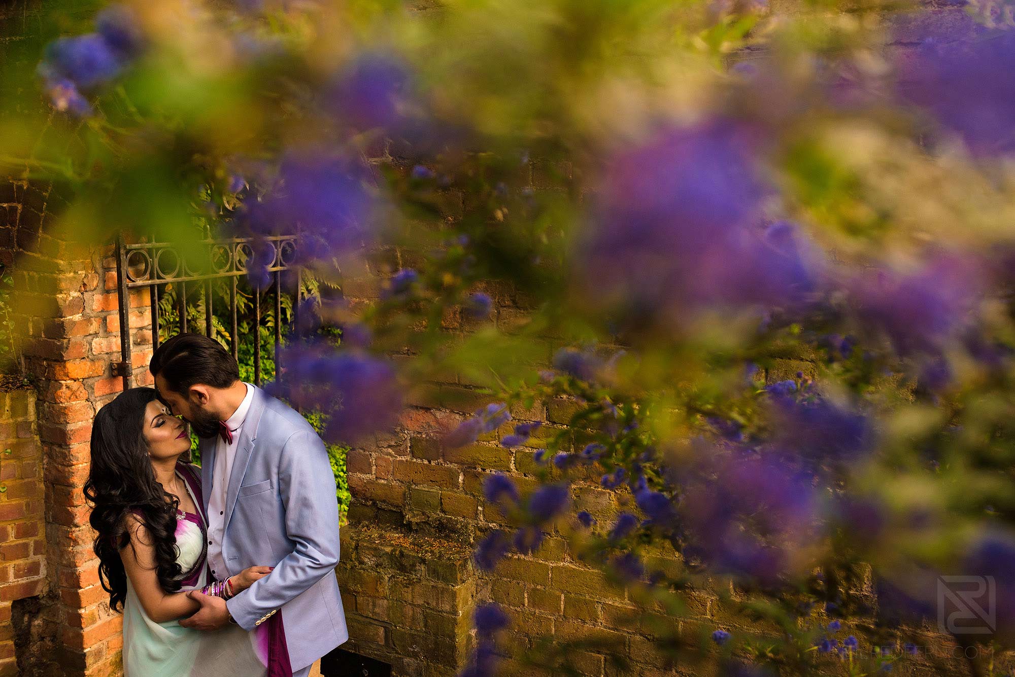 portrait of Hindu couple on engagement shoot