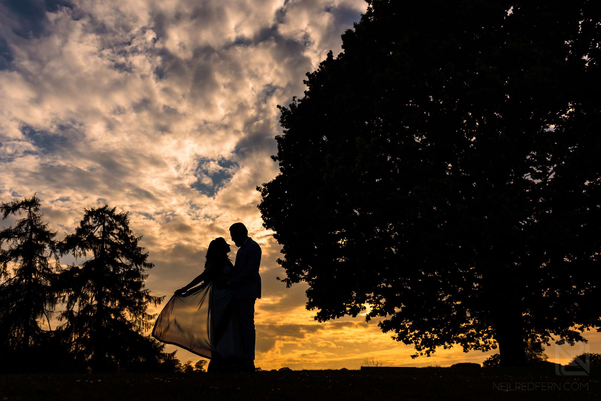 silhouette photograph of Hindu bride and groom