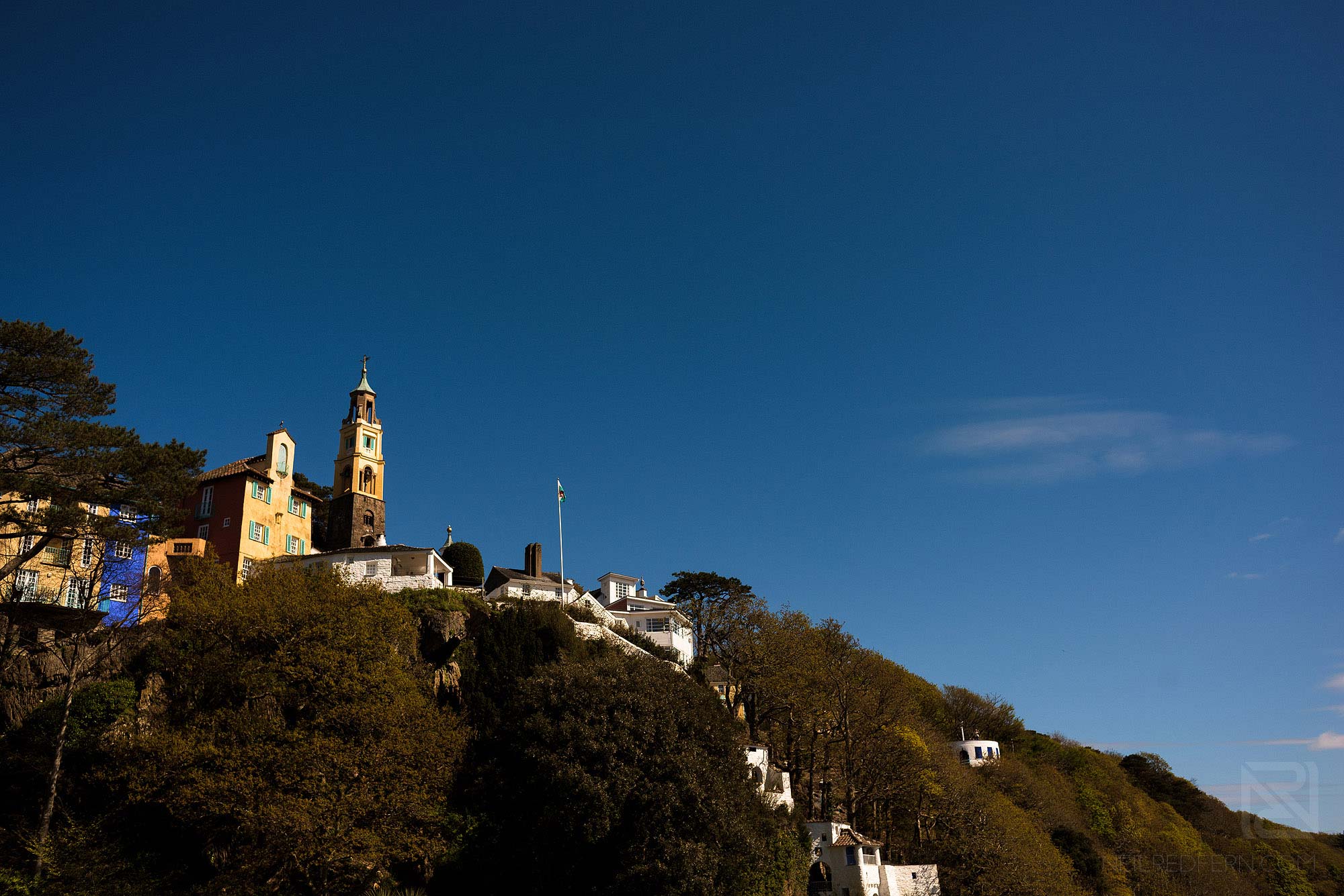 lanscape photograph of Portmeirion in the summer